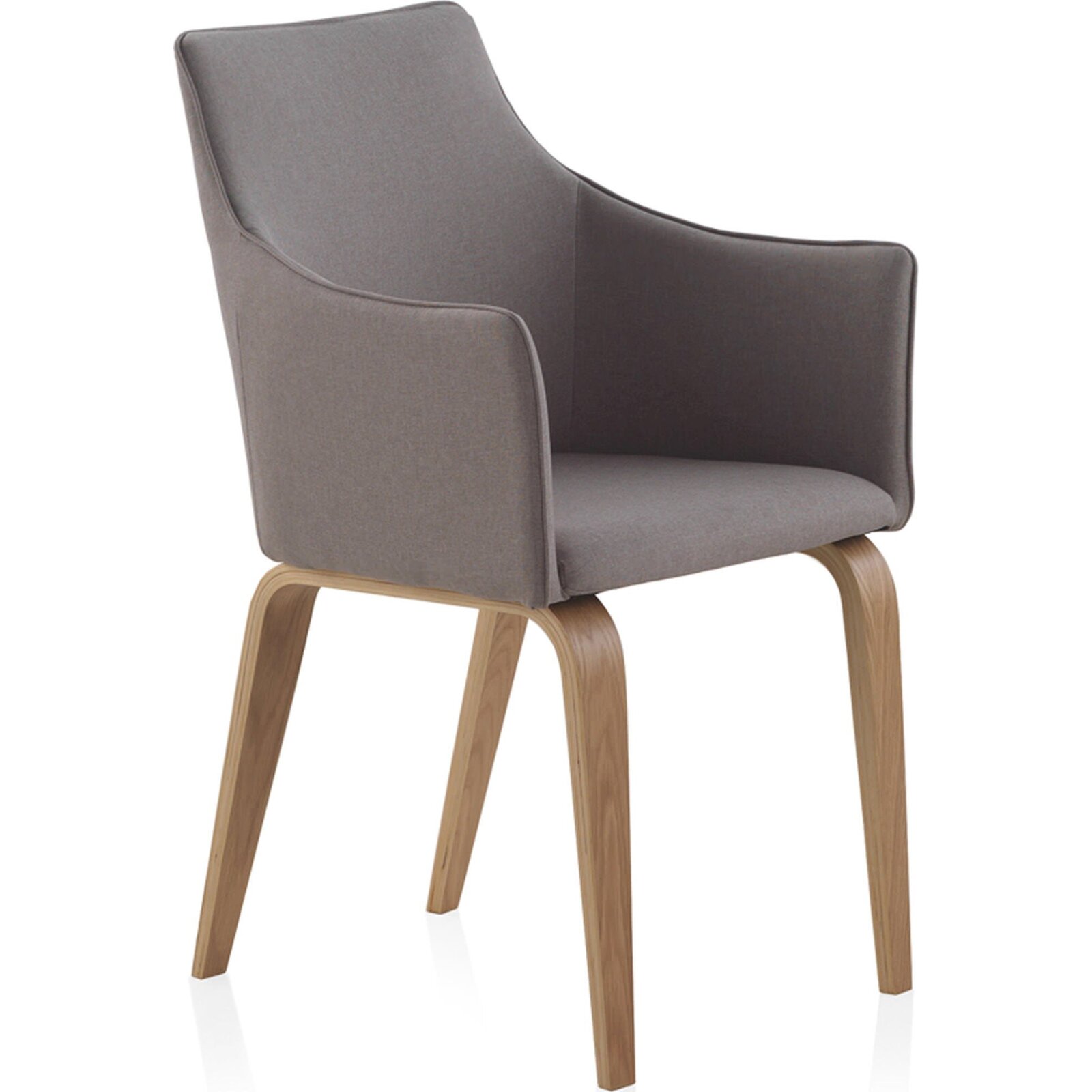 Fauteuil Gris Confort Assise Rembourrée Pieds Bois Naturel - Gris Clair Tissu Et Bois Naturel