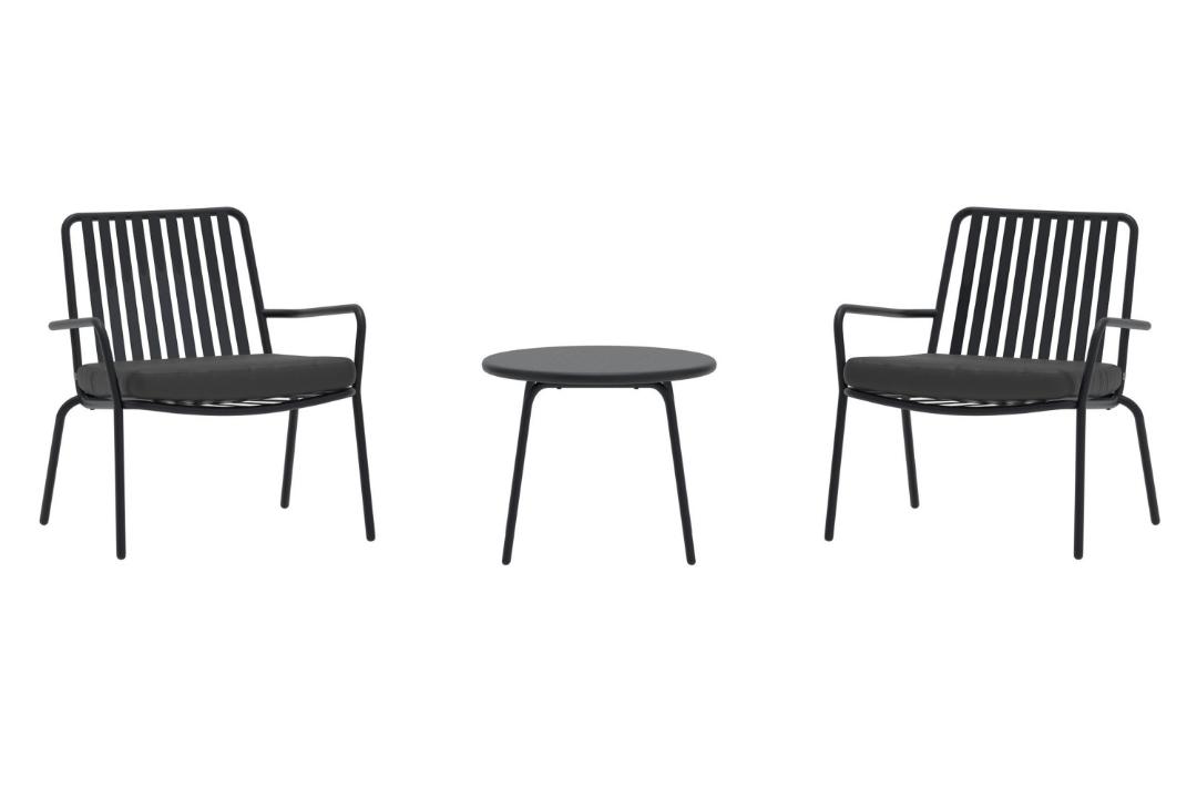Salon De Jardin 3 Pièces "mykonos" 68cm Noir