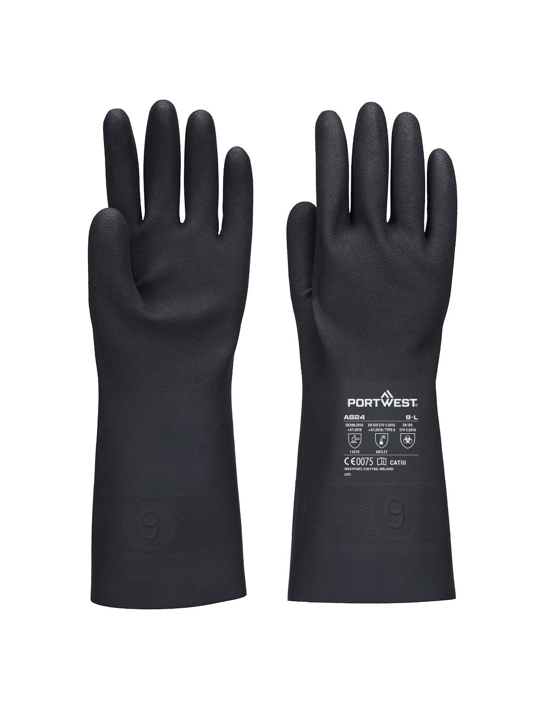 Gant Chem Tout Enduit Butyl 350 - Taille L - Noir - Portwest