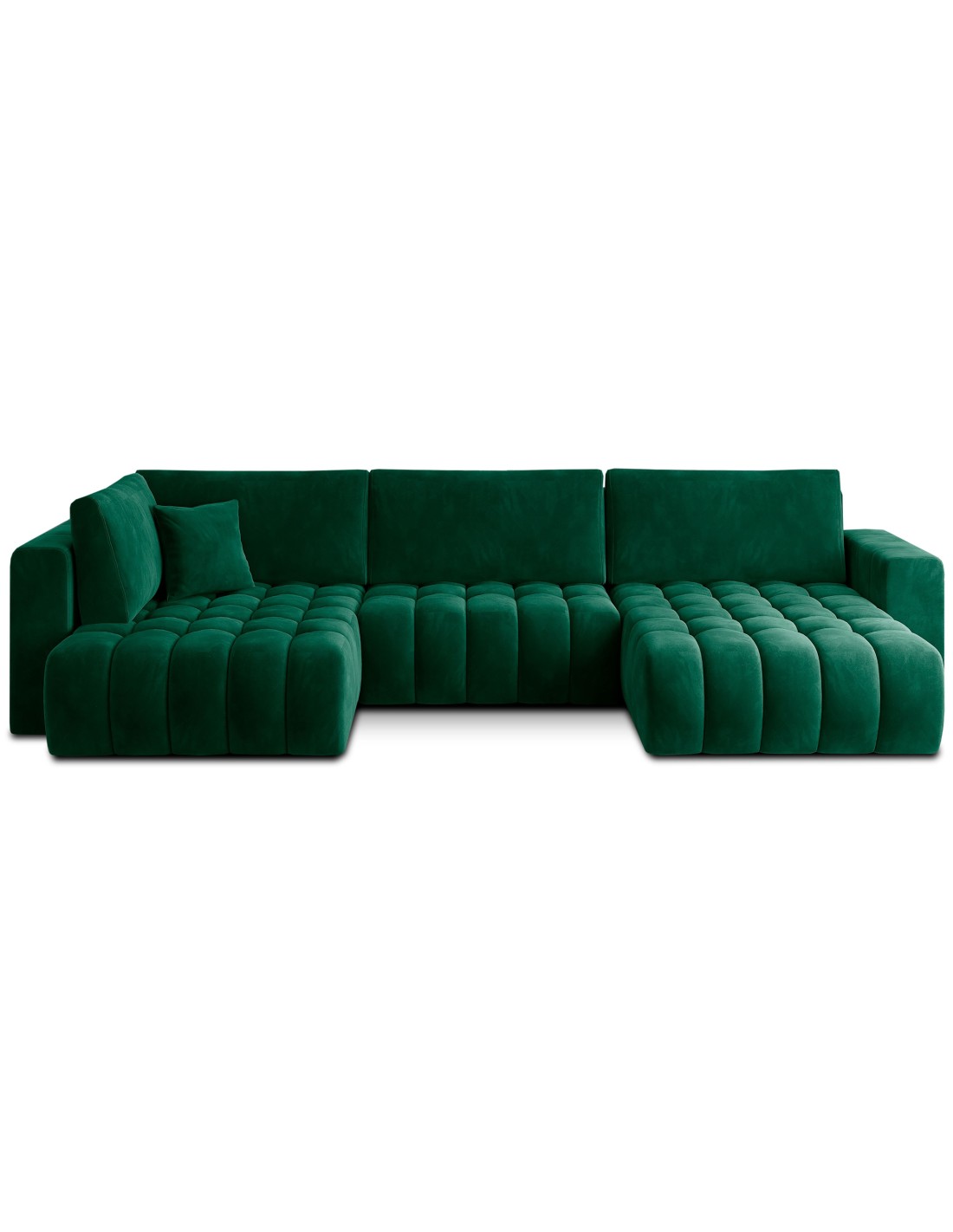 Canapé D'Angle Bonita Convertible 6 Places Vert Foncé Effet Velours - Droit - 350x175cm