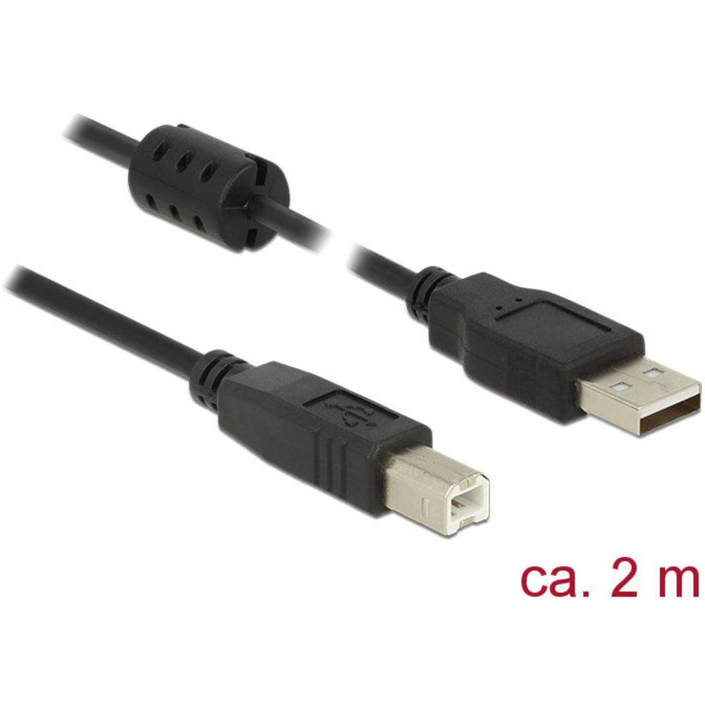 Câble Usb Usb 2.0 Usb-a Mâle, Usb-b Mâle 2.00 M Noir Avec Noyau En Ferrite 84897 C697241 - Delock