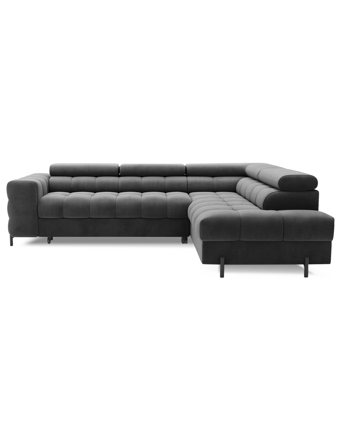 Canapé D'Angle Droit Convertible Gris Foncé 5 Places Ferrum Assise Confort 276x93x200cm