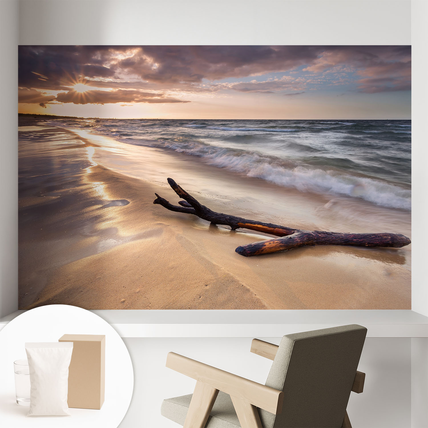 Papier Peint Intissé Décoratif Pour Salon Chambre Et Cuisine Facile À Poser Avec Colle Plage Occidentale 104x70 Cm
