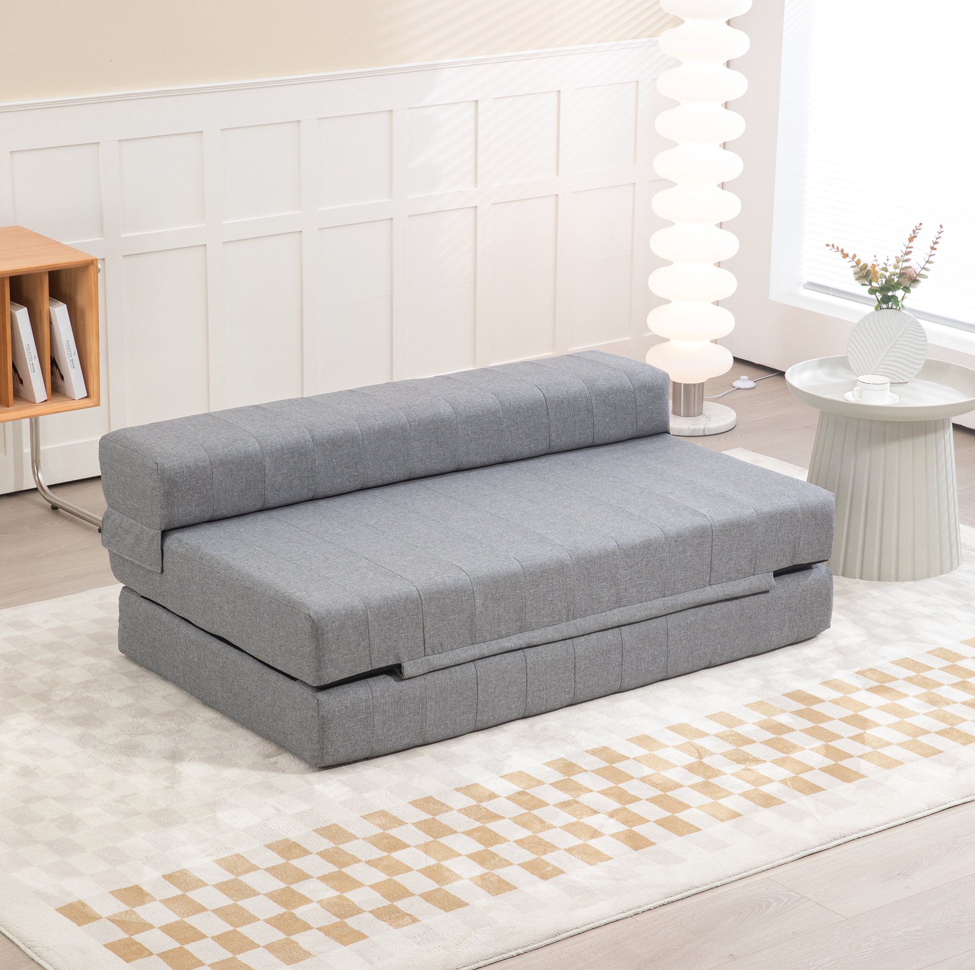 Canapé De Sol 2-en-1 Pliable, 250 Kg, En Polyester Gris, 138 X 80 X 50 Cm, Redom