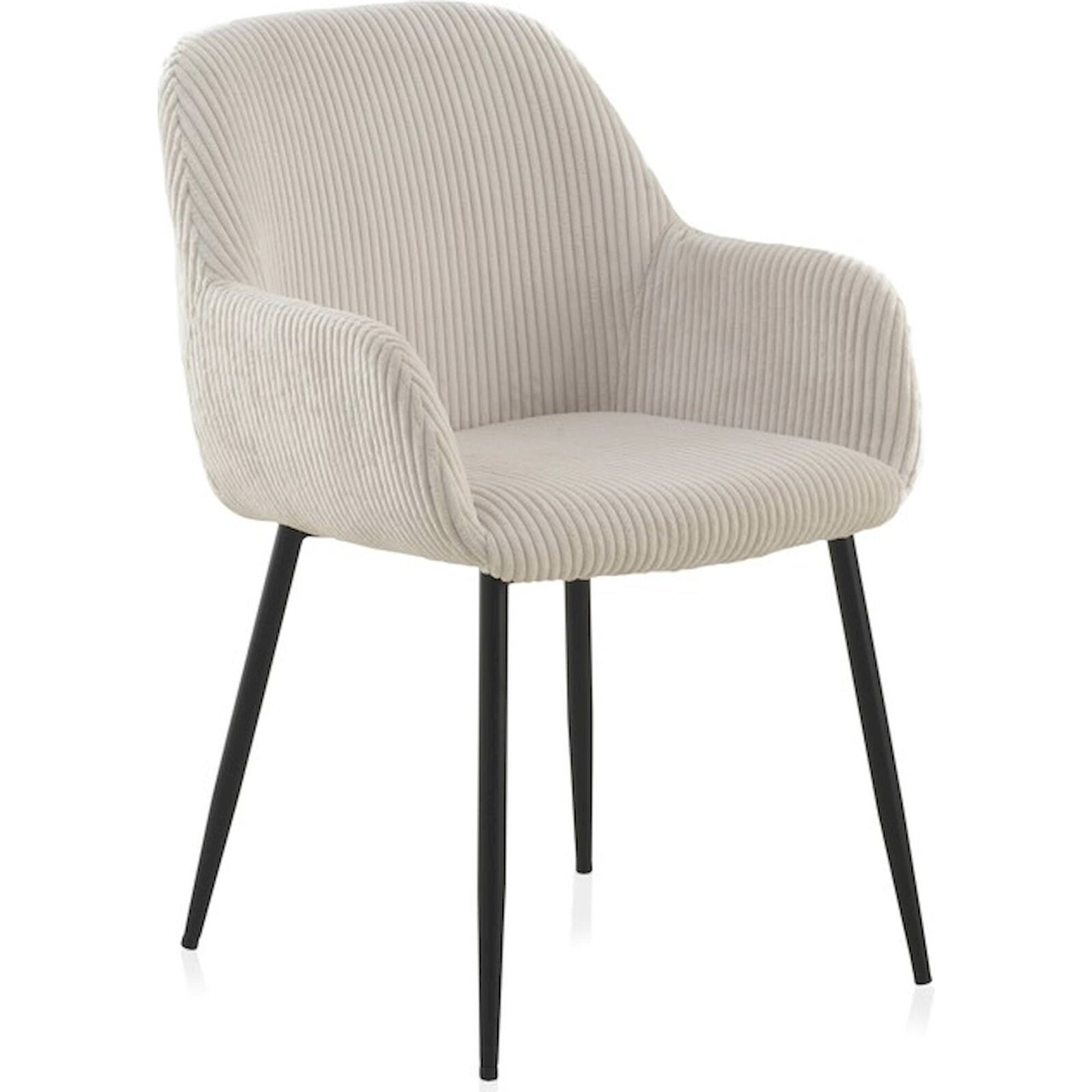 X4 Fauteuils Tapissé En Velours Blanc Pieds Métal Noir Design Élégant - Blanc Velours Côtelé