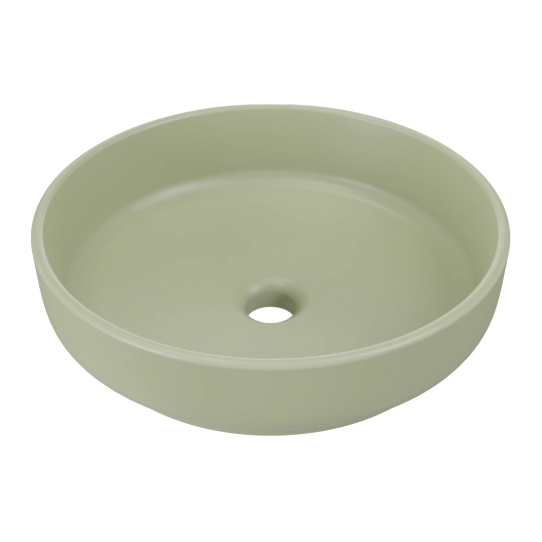 Vasque À Poser Ronde 40 Cm En Céramique Vert Olive Mate