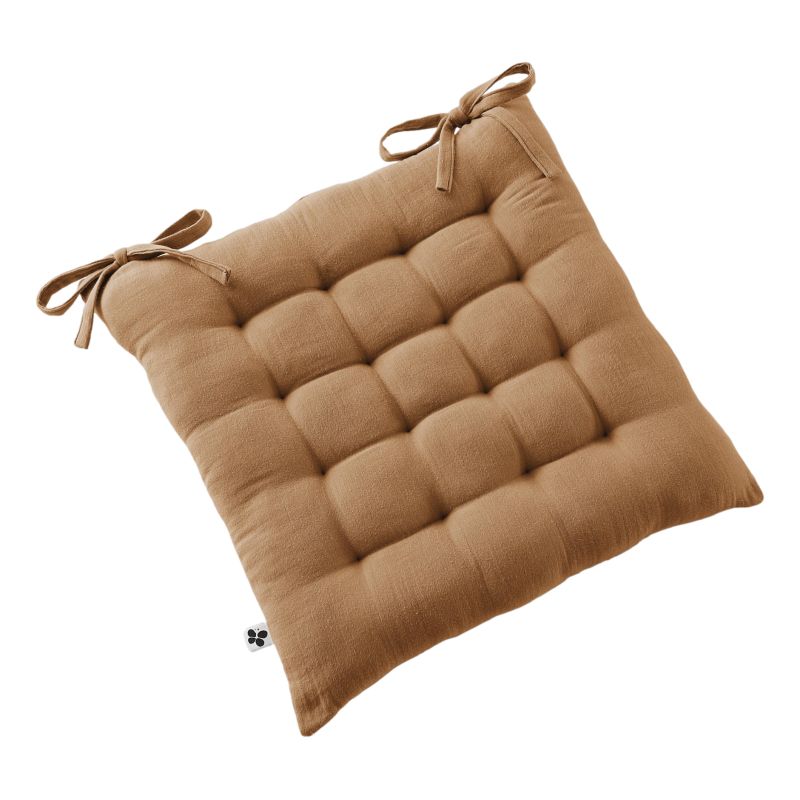 Assise Matelassée 16 Points "gaïa" 40 X 40 Cm "gaze De Coton" L'Effet Papillon - Gaia Camel -
