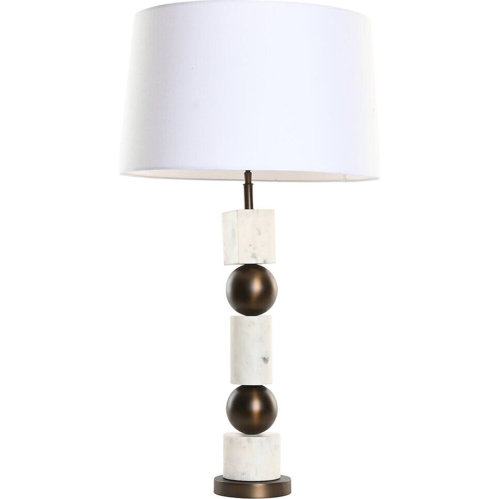 Lampe De Table Design Bronze Et Marbre Blanc Élégance Intemporelle - Blanc Marbre Et Bronze Raffiné