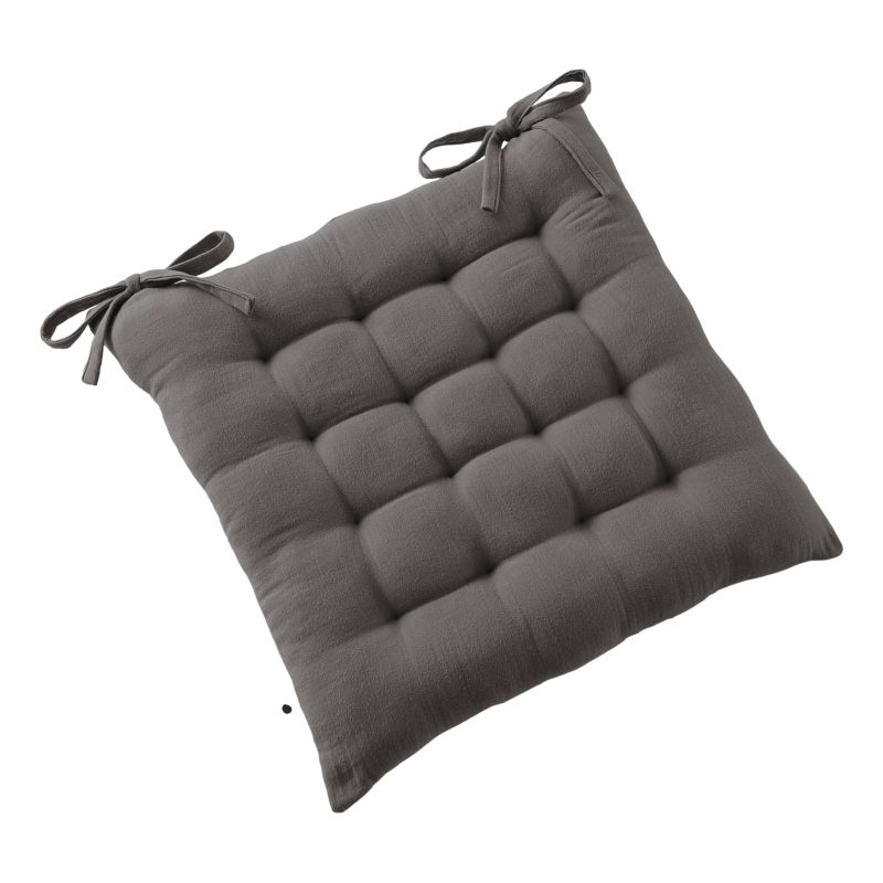 Assise Matelassée 16 Points "gaïa" 40 X 40 Cm "gaze De Coton" L'Effet Papillon - Gaia Granit -