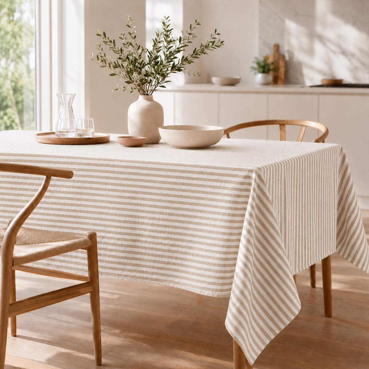 Nappe Rayée 150 X 250 Cm Double Gaze De Coton Ficelle - Livia
