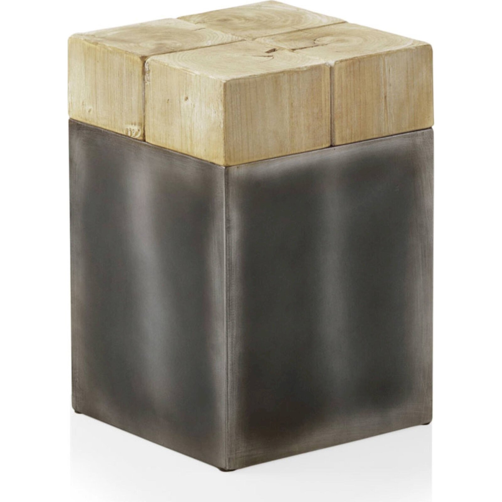 Tabouret Bois D'Épicéa Et Base Métal Laqué Style Moderne - Bois Naturel Et Métal Gris Foncé