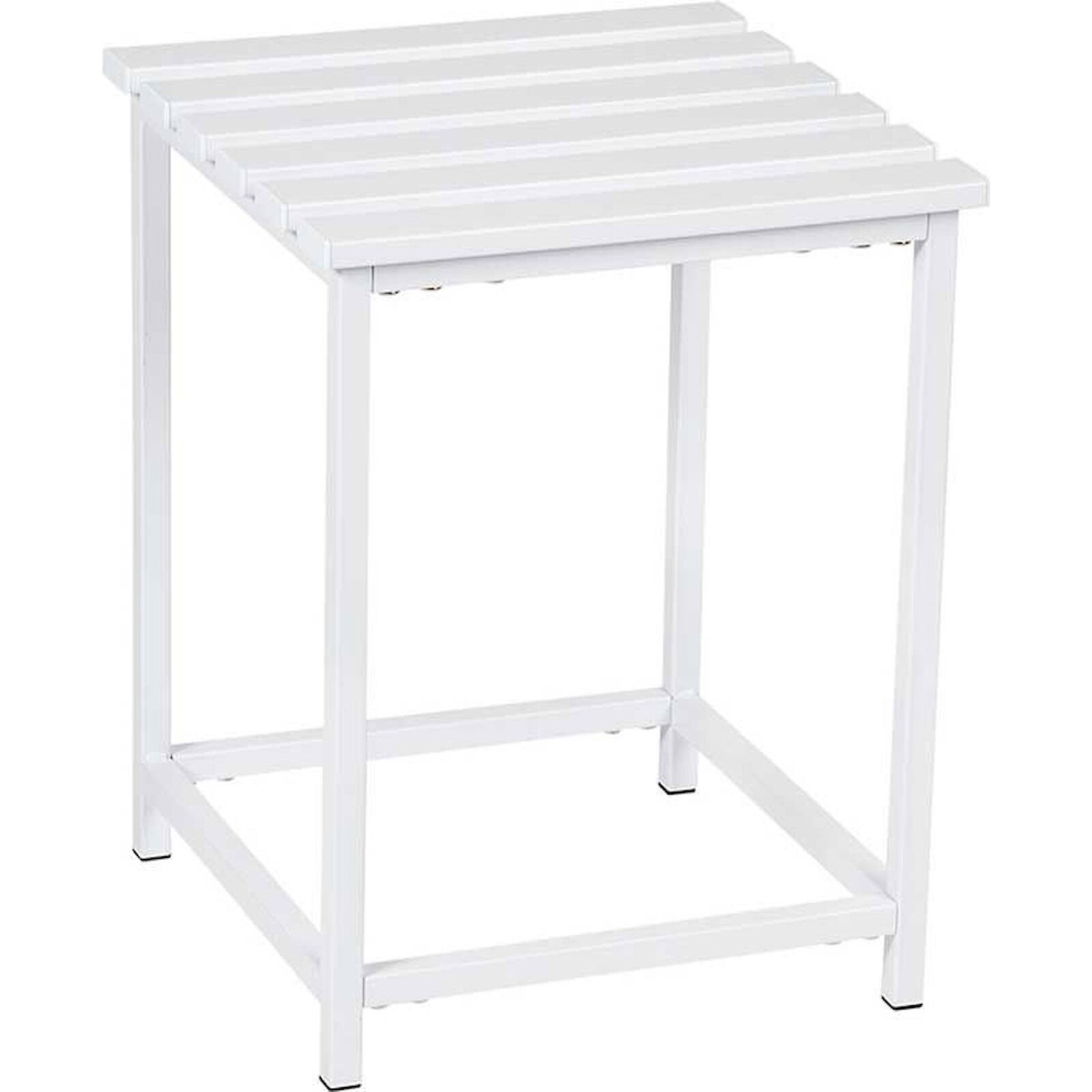 Tabouret De Salle De Bain En Métal Blanc Design Moderne - Blanc Pur Métallisé