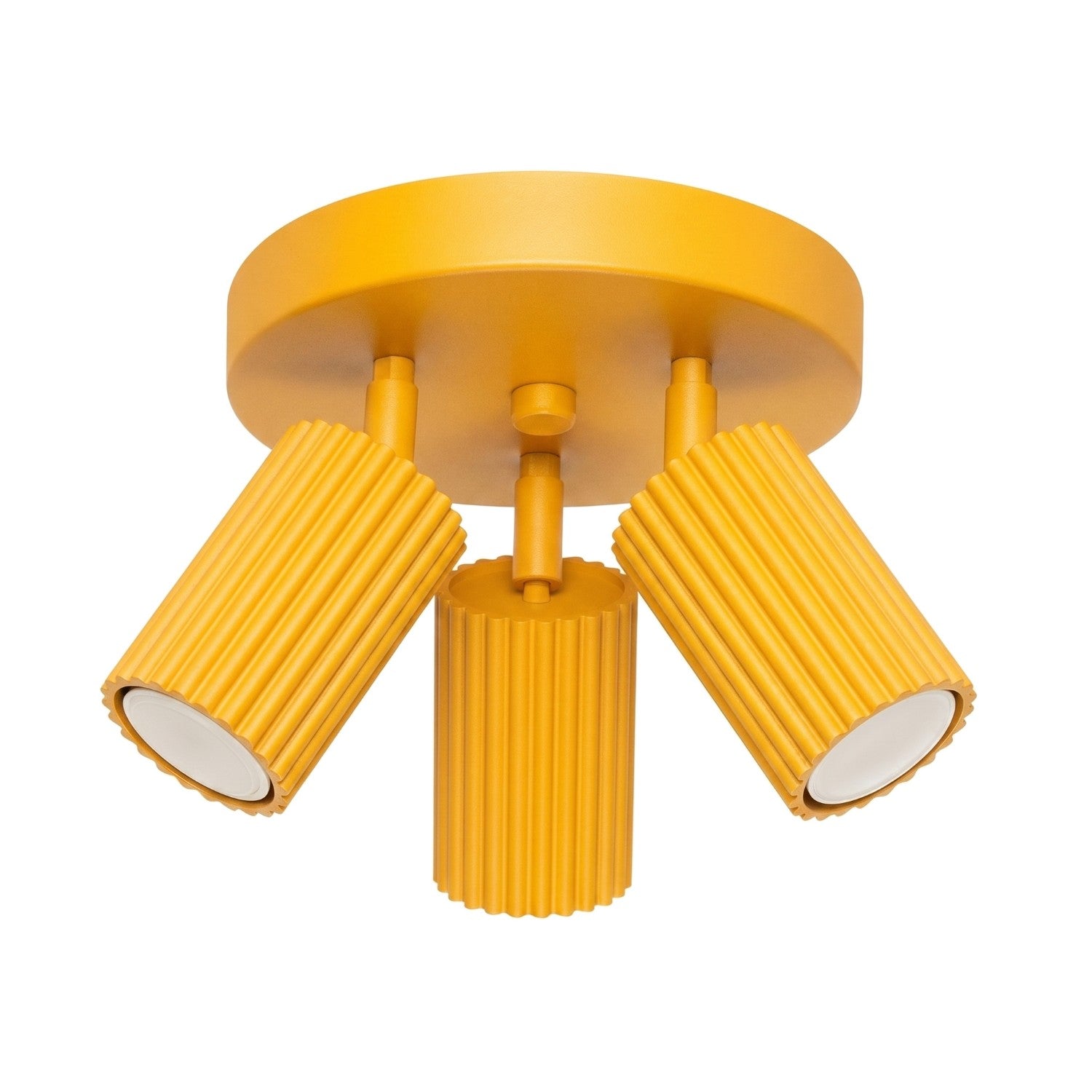 Plafonnier Moderne Rond Jaune À Spots Rainurés 3xgu10 10w Karbon Sollux Lighting