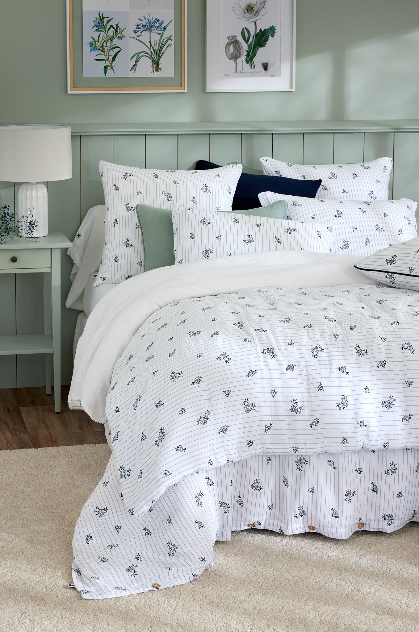 Housse De Couette Réversible 240 X 220 Cm Double Gaze De Coton Imprimée Suzanne Chantilly