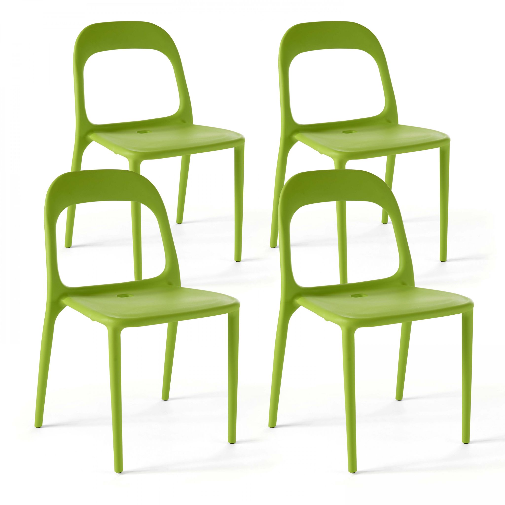 Oviala - Lot De 4 Chaises En Plastique Vert