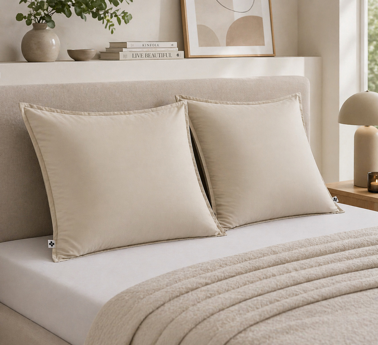 Lot De 2 Taies D'oreiller 63 X 63 Cm - Viscose De Satin De Bambou - Pampa - Salomé