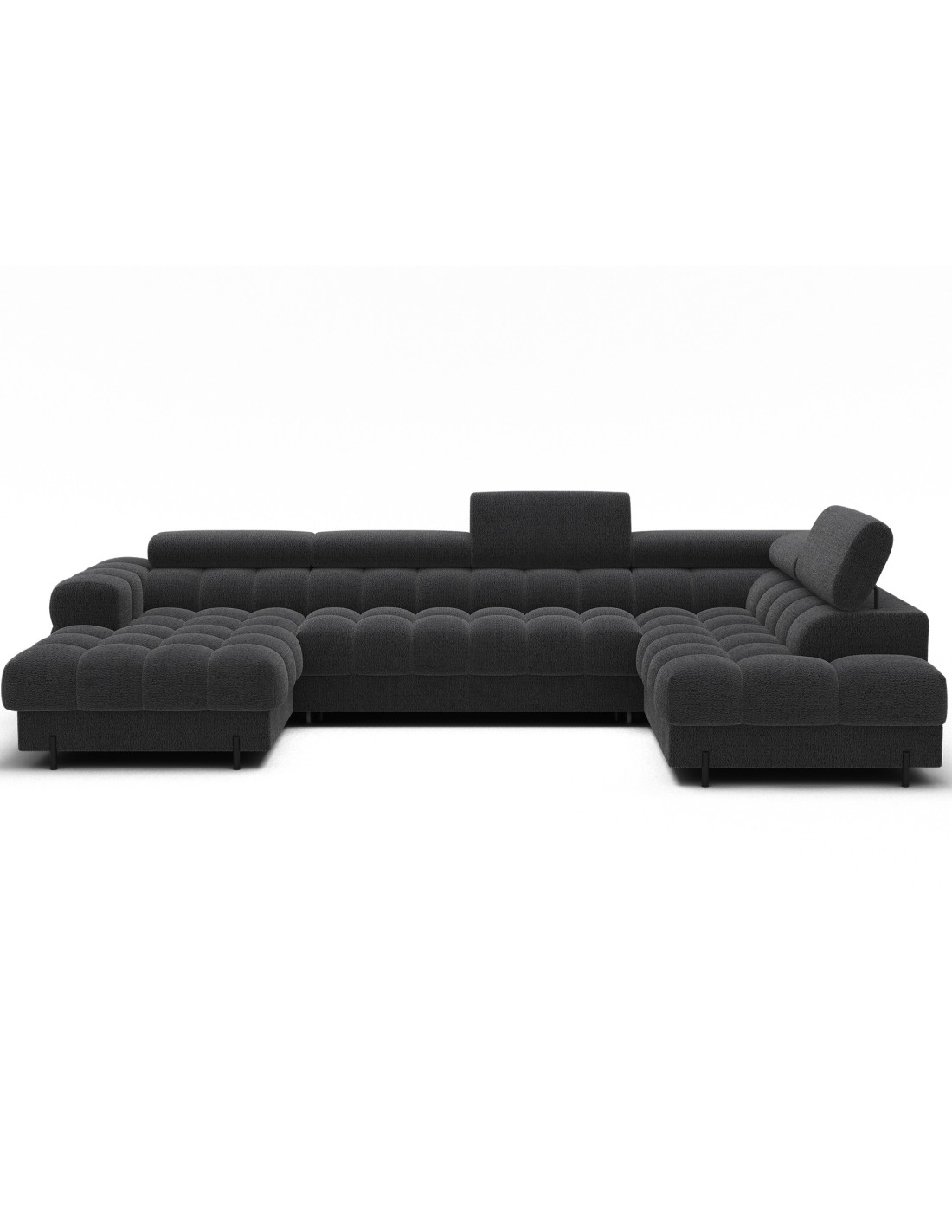 Canapé Panoramique Convertible Charbon Angle Droit Feraria 358x93x202cm