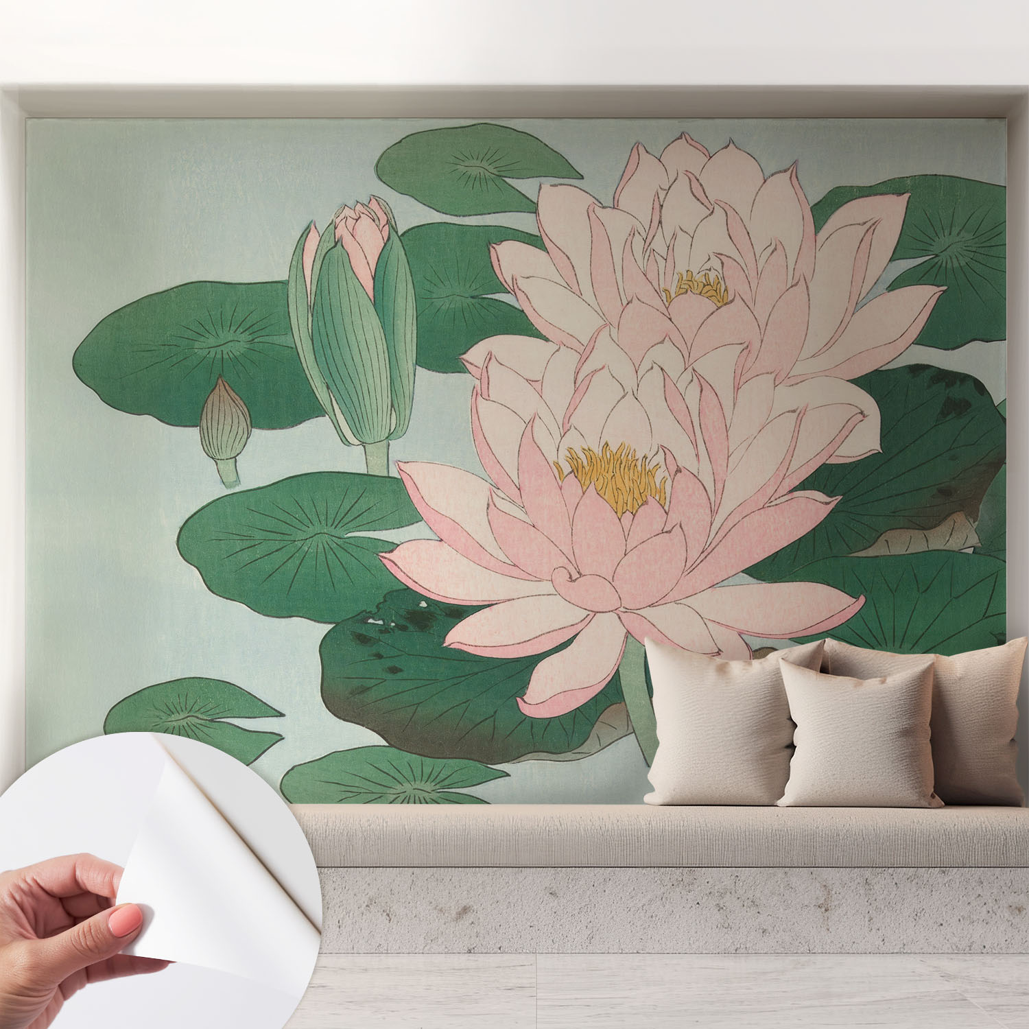 Papier Peint Adhésif Autocollant Pour Salon Chambre À Coucher Tendance Et Originale Lotus Aquatique 208x146 Cm