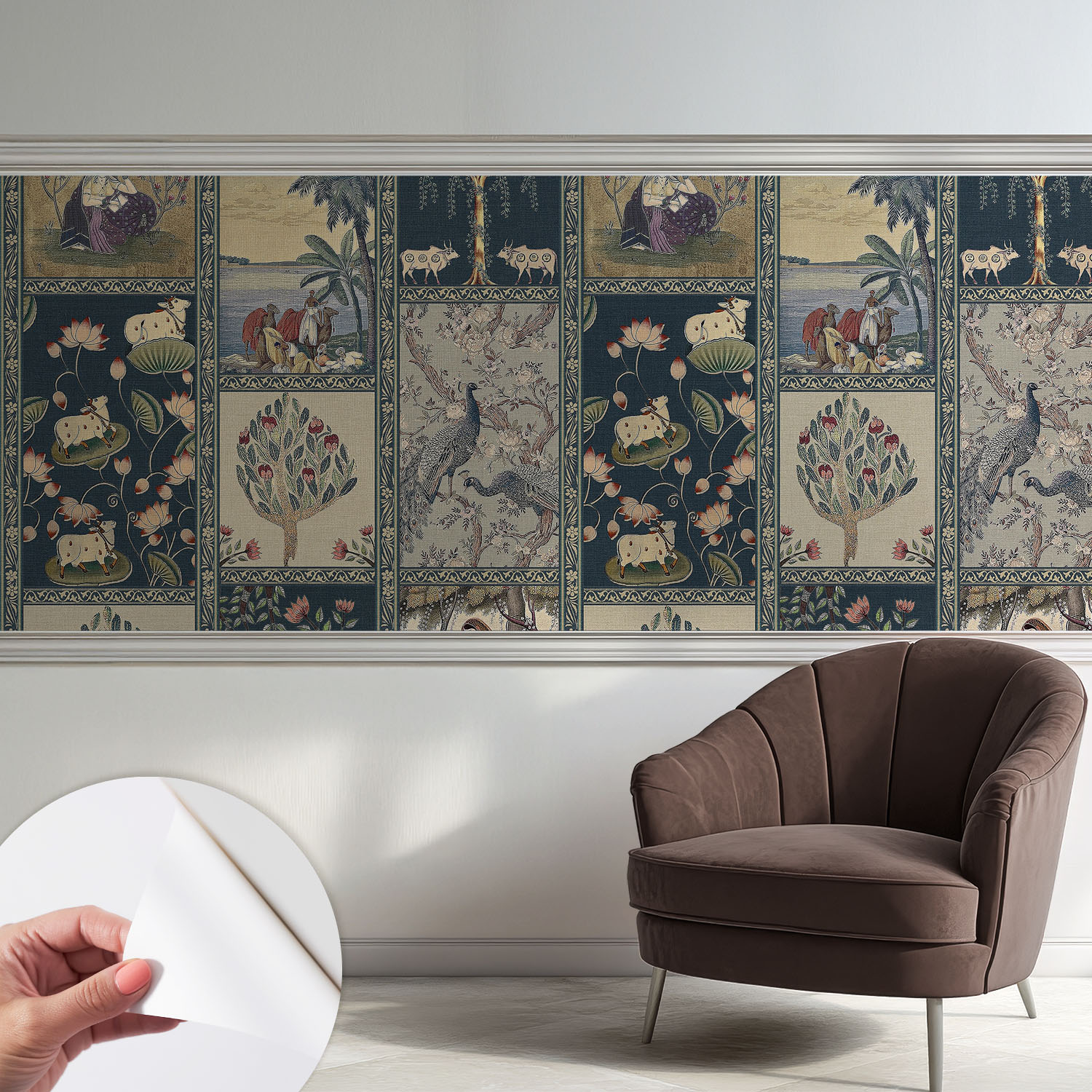 Papier Peint Autocollant Adhésif Avec Imprimé Motifs Uniques Apparence Moderne Scène Romantique 250x104 Cm