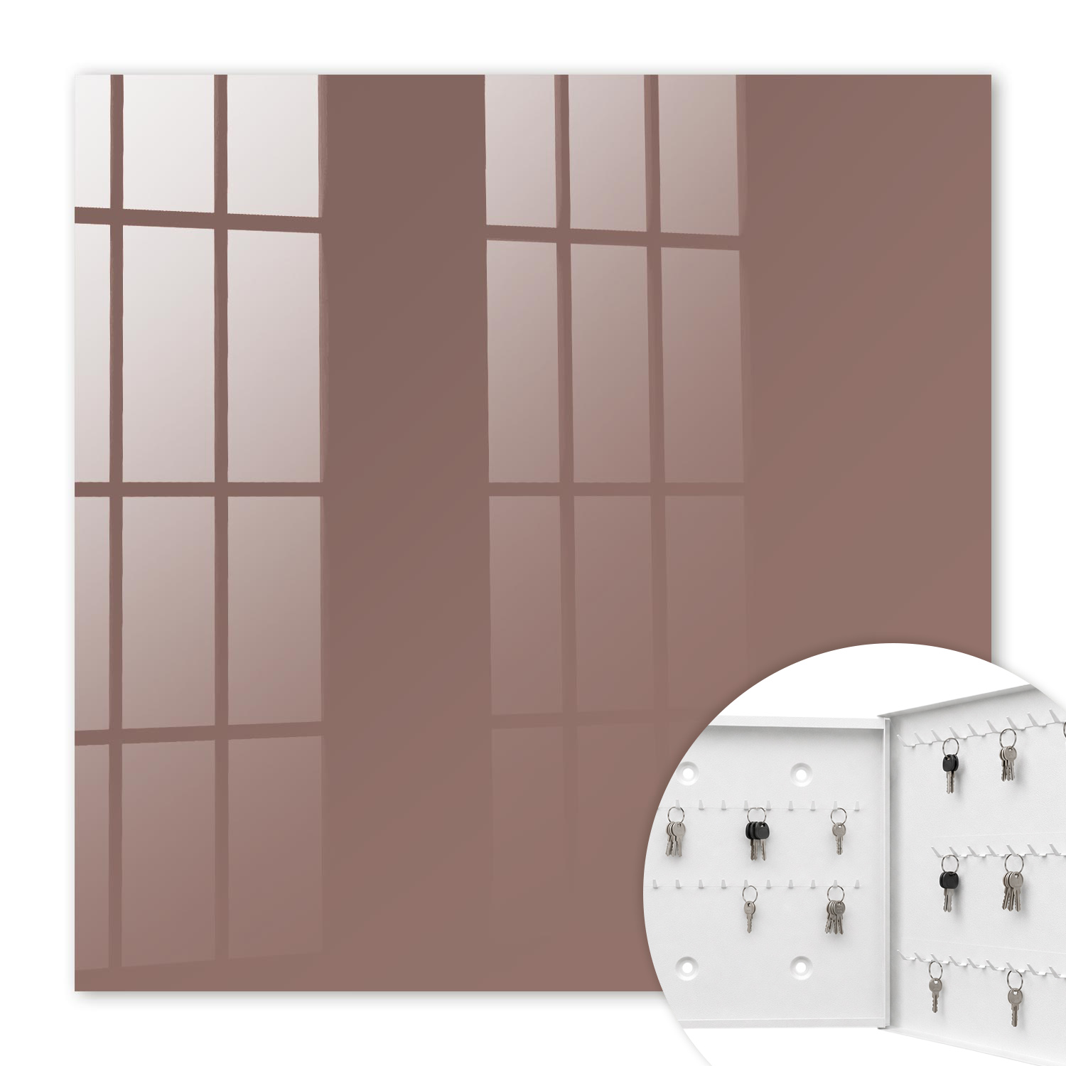 Armoire À Clés - (30 Cm X 30 Cm) - Boîte À Clés Murale - Coffret De Rangement Pour Clés - Couleur Blanche - Ouverture Vers La Droite - Pour Maison Et Bureau - Brun Clair