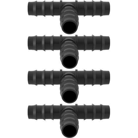 Raccords En T Noirs En Plastique (4 Pièces) Pour Tuyaux D'Irrigation Goutte À Goutte, Raccords De Jardin Pour Systèmes D'Irrigation Goutte À Goutte De 20 Mm