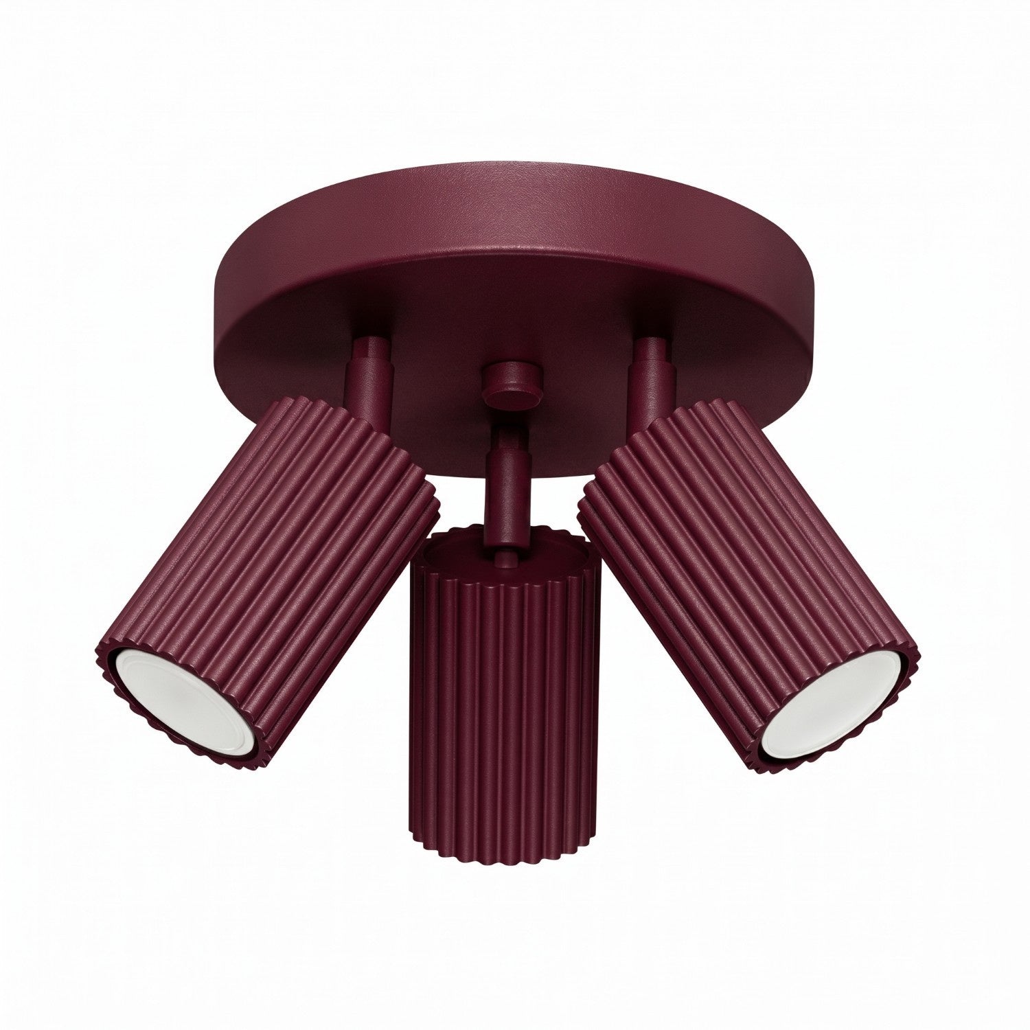 Plafonnier Rond Moderne Bordeaux À 3 Spots Rainurés Gu10 10w Karbon Sollux Lighting