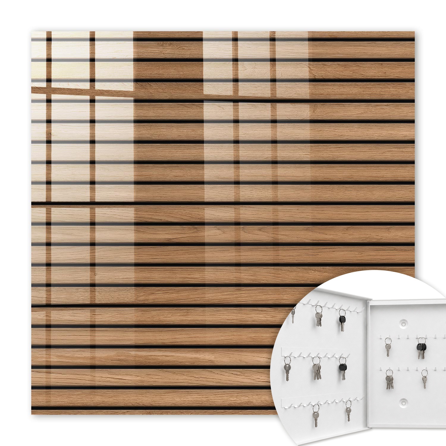 Armoire À Clés - (30 Cm X 30 Cm) - Boîte À Clés Murale - Coffret De Rangement Pour Clés - Couleur Blanche - Ouverture Vers La Gauche - Pour Maison Et Bureau - Panneaux En Bois