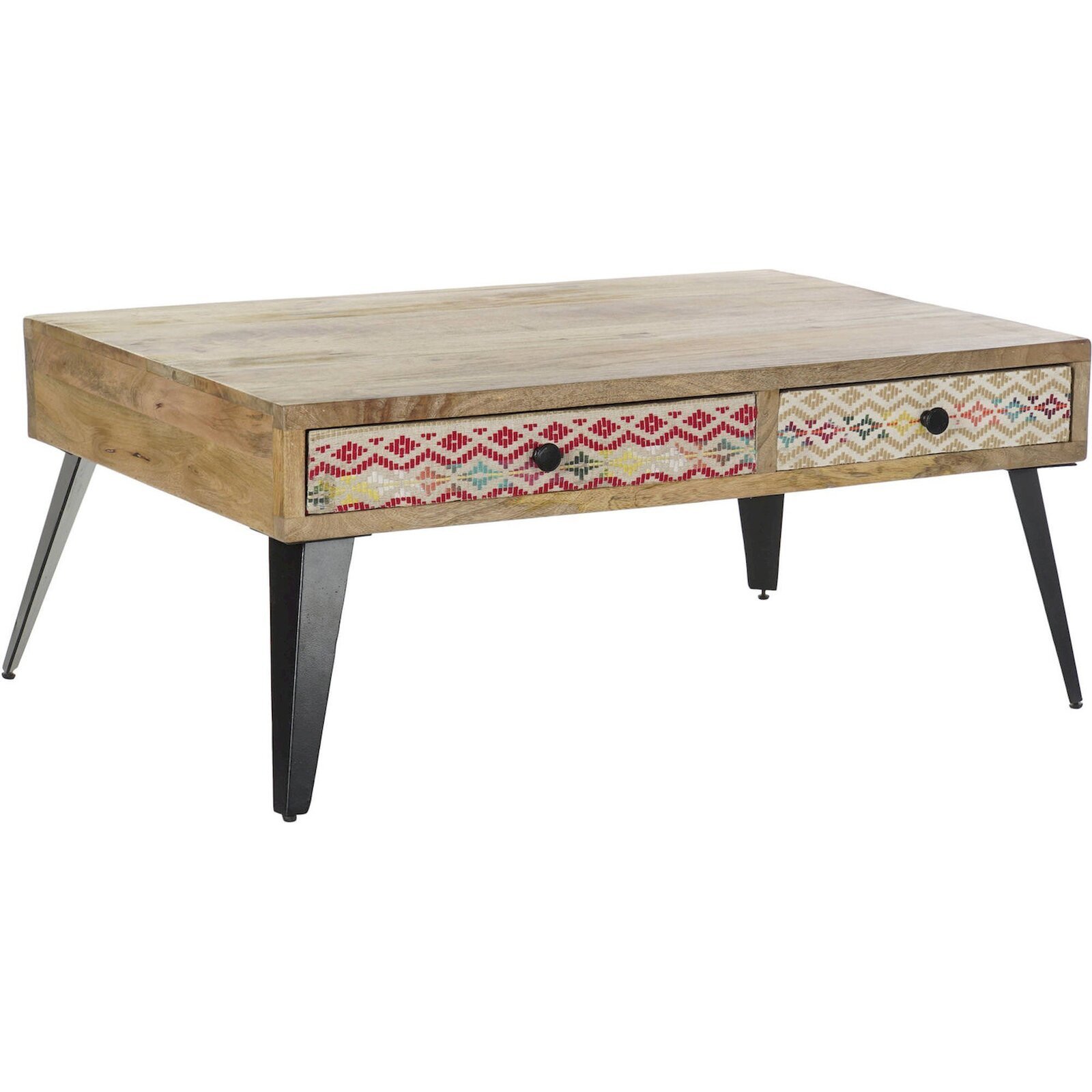 Table Basse Style Industriel Chic Et Pratique - Bois Naturel Avec Détails Colorés