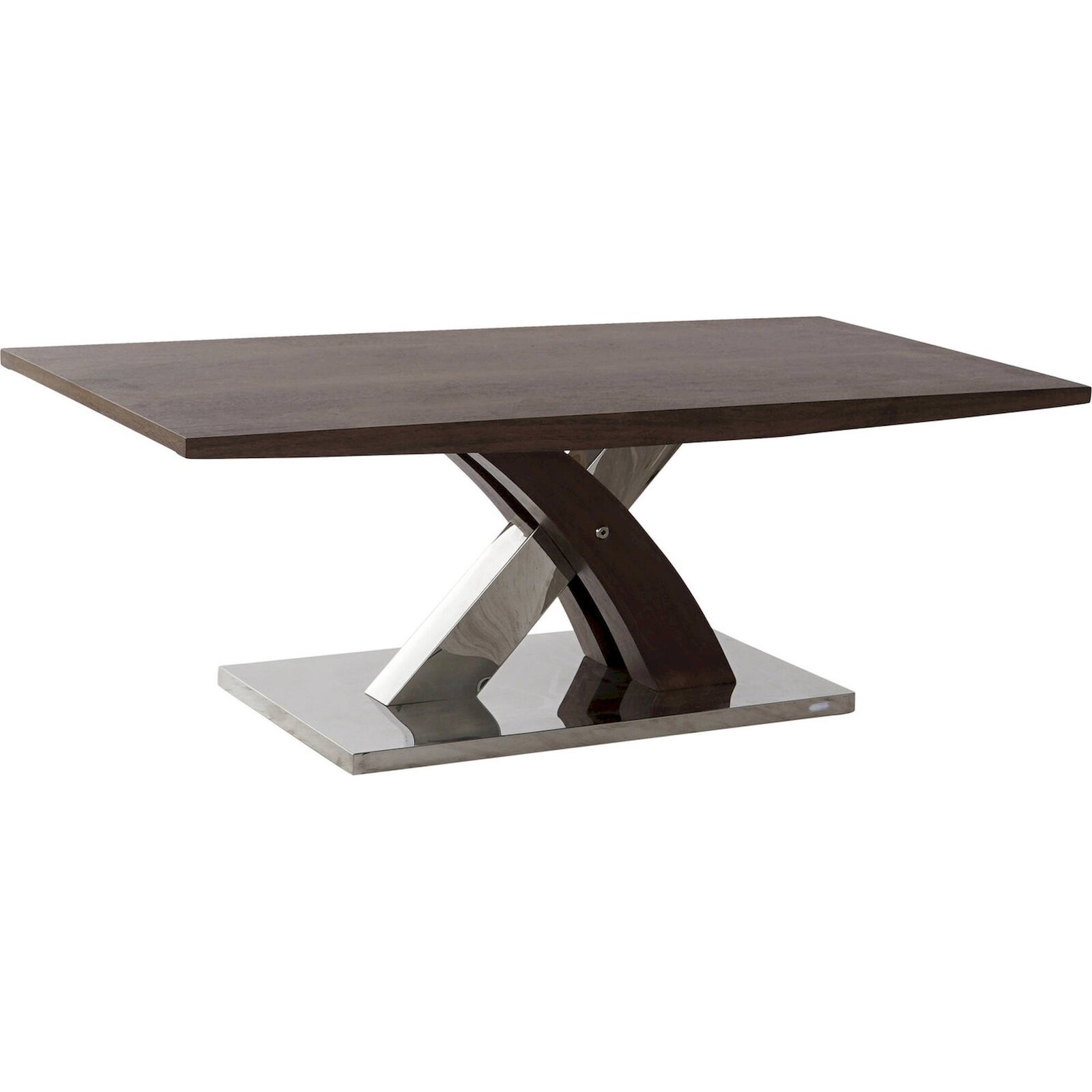 Table Basse En Bois Design Et Acier Élégant - Marron Foncé Argenté