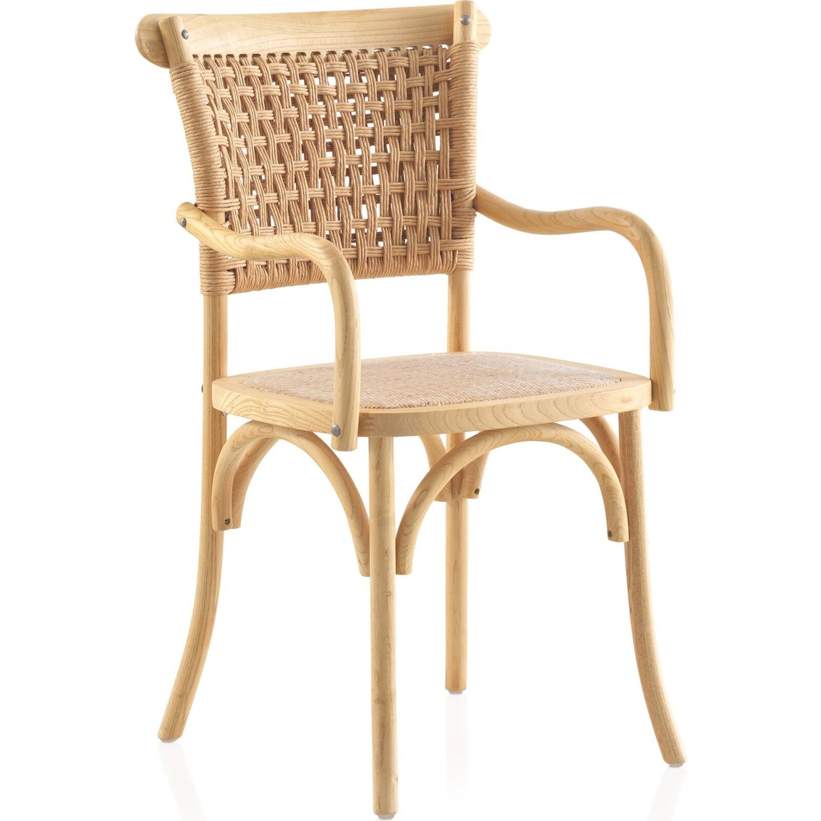 Chaise En Bois D'Orme Naturel Assise Et Dossier Tressés - Bois Naturel Clair Tressage Beige