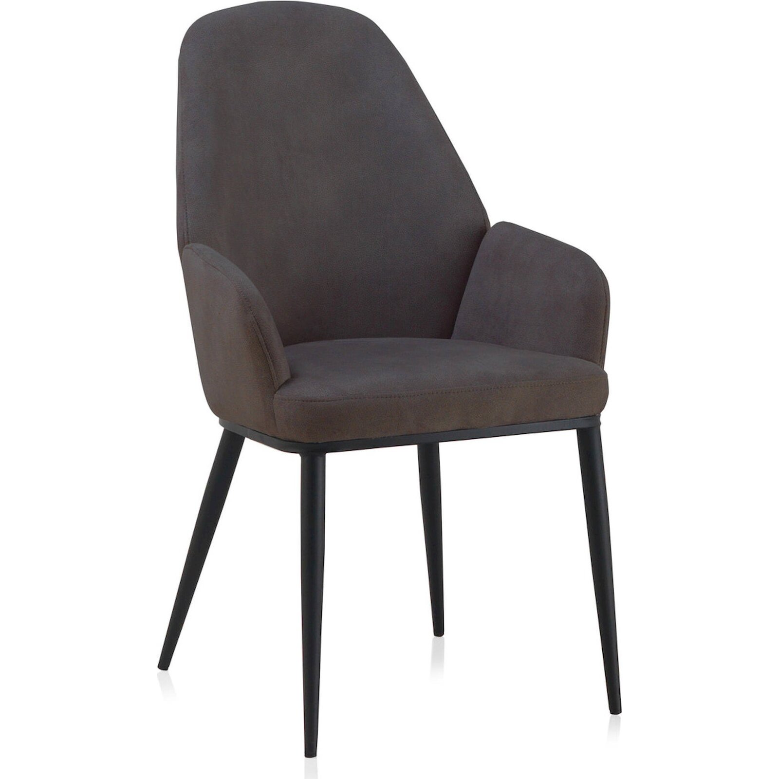Fauteuil Gris Foncé Confortable Pieds Métal Noir Style Moderne - Gris Foncé Pieds Noirs
