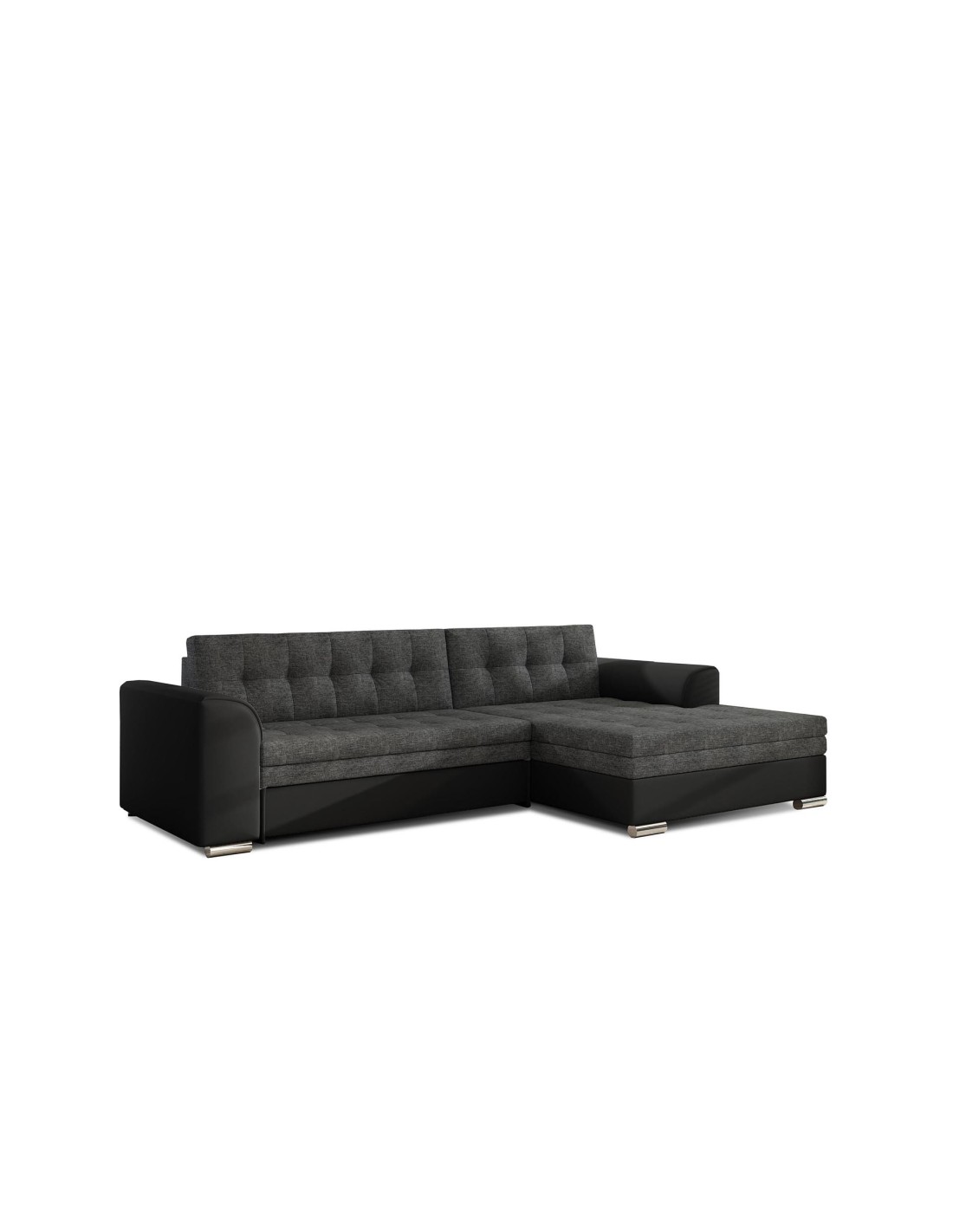 Canapé D'Angle Convertible Conforto 4 Places Gris Foncé Et Noir - Angle Droit