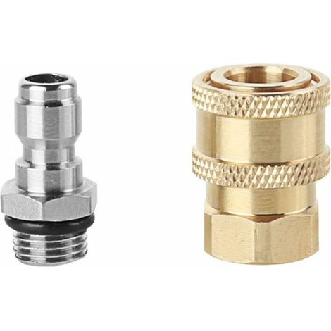 Raccord Rapide M14 1/4" - Lot De 2 Connecteurs En Laiton - Pression Max 5000 Psi - Pour Nettoyeur Haute Pression Et Accessoires