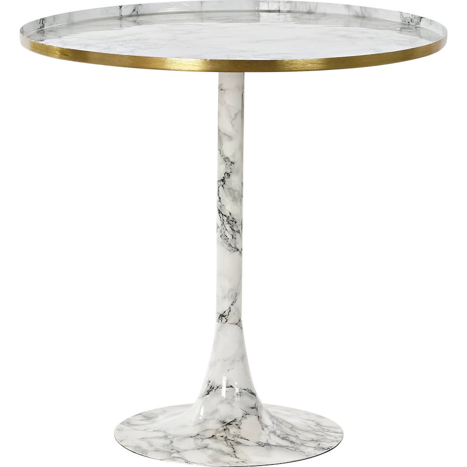Table D'Appoint Effet Marbre Élégance Dorure - Blanc Doré