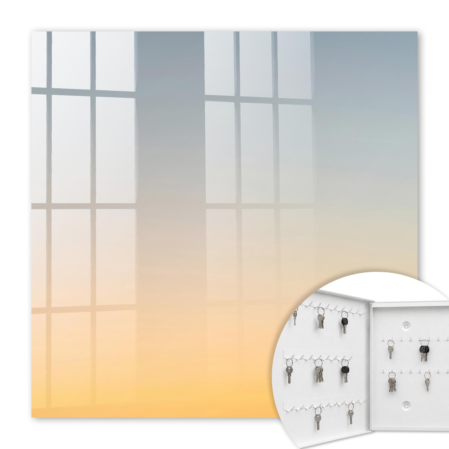 Armoire À Clés - (30 Cm X 30 Cm) - Boîte À Clés Murale - Coffret De Rangement Pour Clés - Couleur Blanche - Ouverture Vers La Gauche - Pour Maison Et Bureau - Pastel East