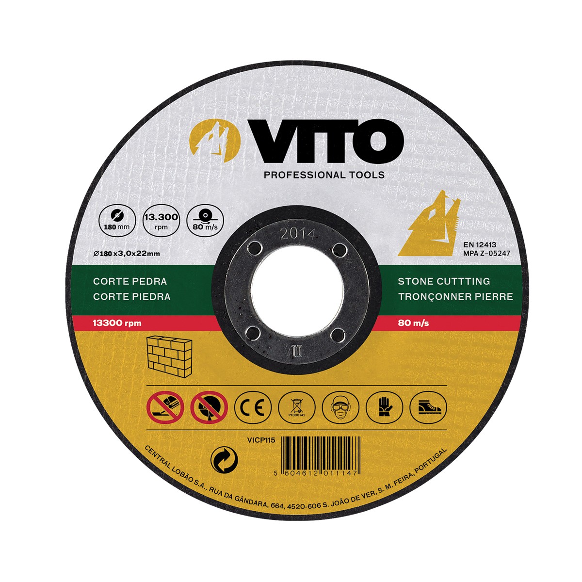 Vito - Disque À Tronçonner La Pierre Diamètre 180 Mm Alésage 22,5 Mm