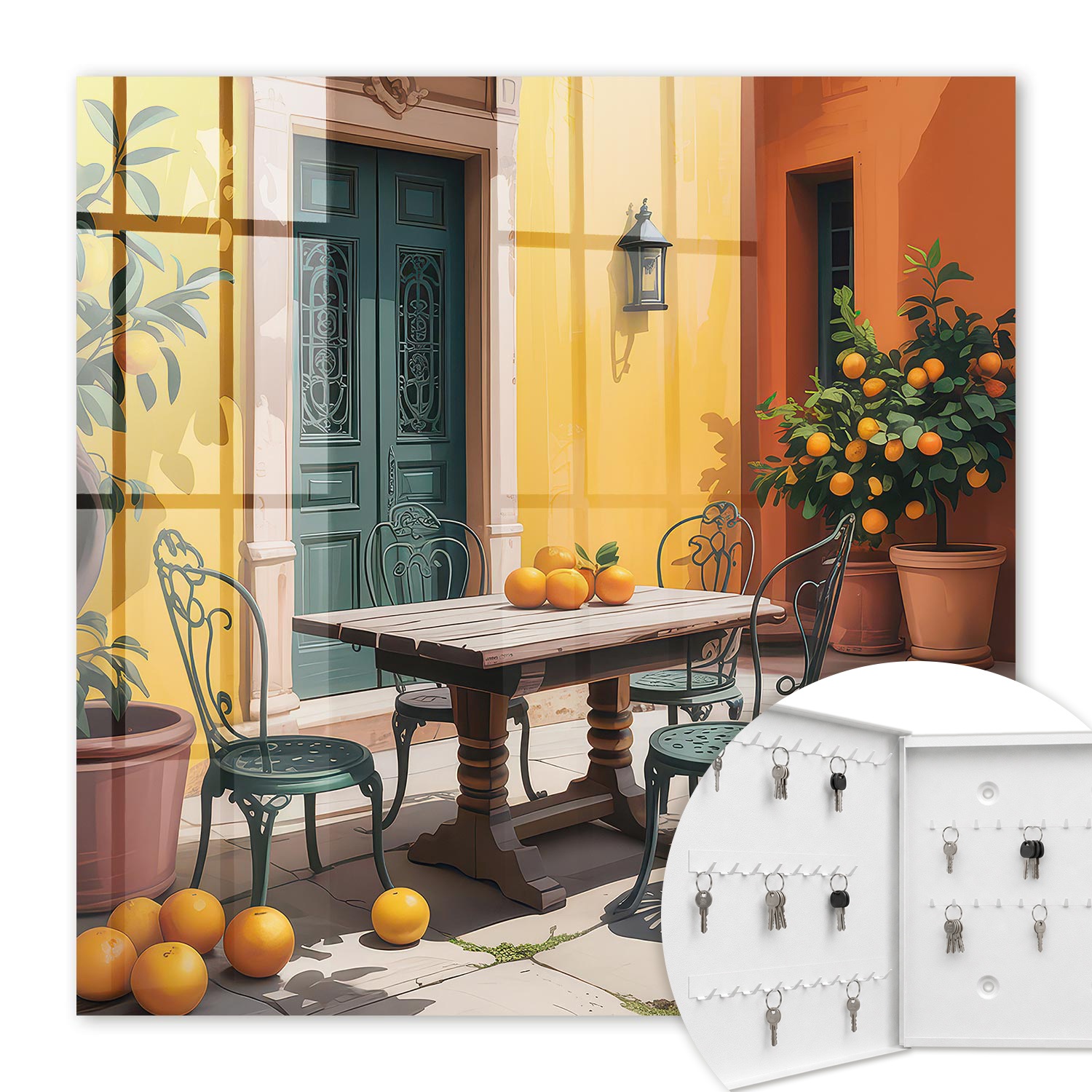 Armoire À Clés - (30 Cm X 30 Cm) - Boîte À Clés Murale - Coffret De Rangement Pour Clés - Couleur Blanche - Ouverture Vers La Gauche - Pour Maison Et Bureau - Terrasse Ensoleillée
