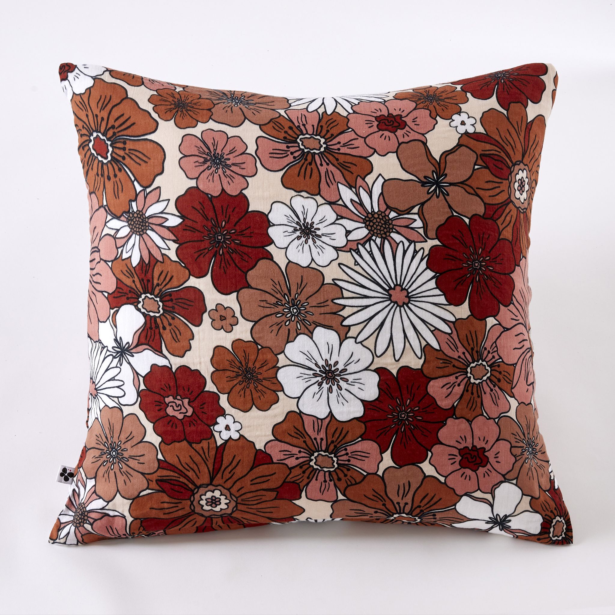 Taie D'Oreiller 60 X 60 Cm Double Gaze De Coton 125 G/m² Alba Imprimé Floral