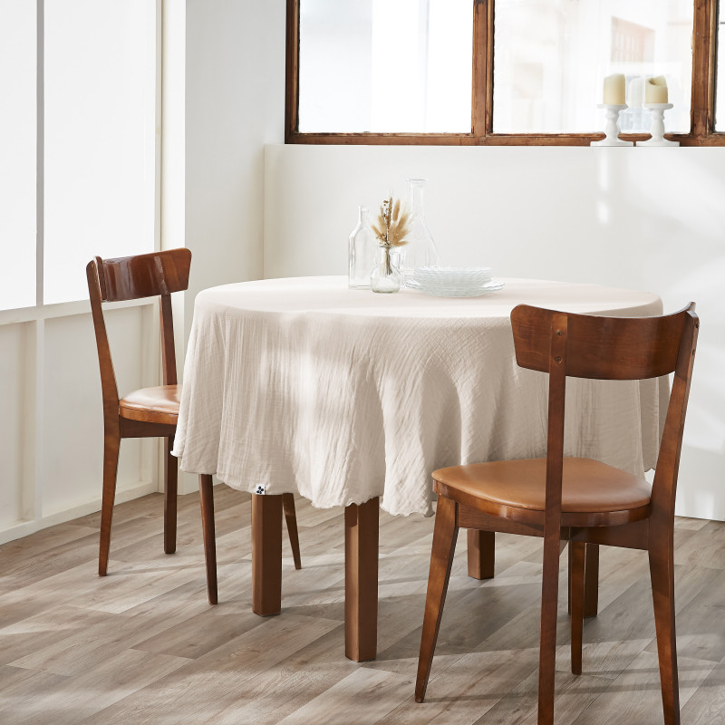 Nappe De Table "gaïa" Ronde 180 Cm "gaze De Coton" L'Effet Papillon - Gaia Pampa -