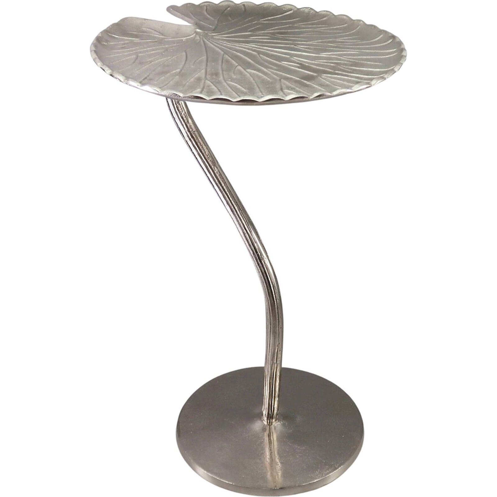 Table D'Appoint Feuille Aluminium Finition Argentée Élégante - Argent Effet Métal Satiné