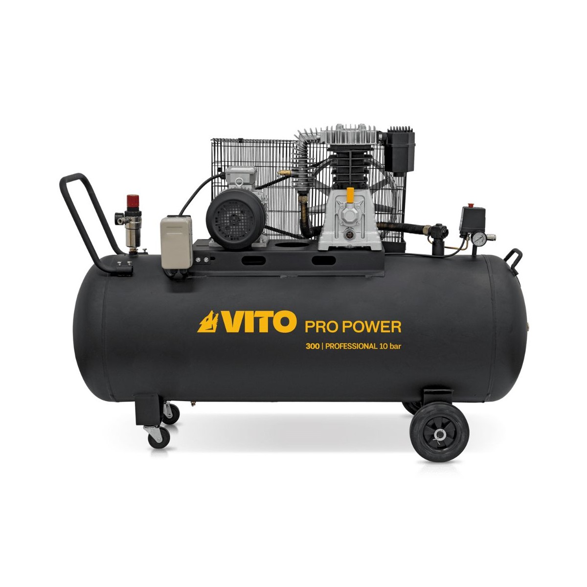 Vito - Compresseur D'Air À Courroie Triphasé 300l 10 Bar 4000w 5.5cv 500l/min.