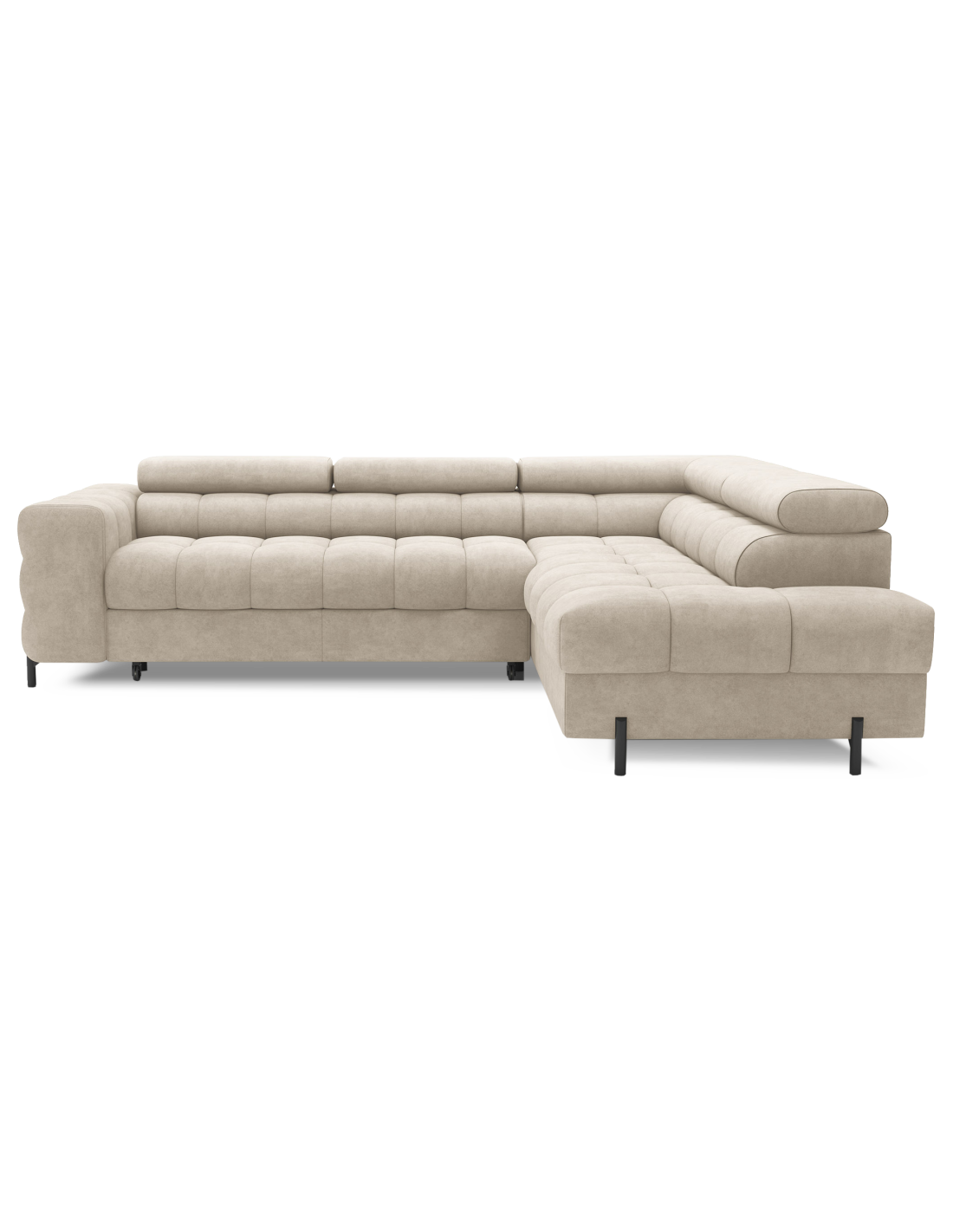 Canapé D'Angle Droit Convertible Beige 5 Places Ferrum Rangement Intégré 276x93x200cm