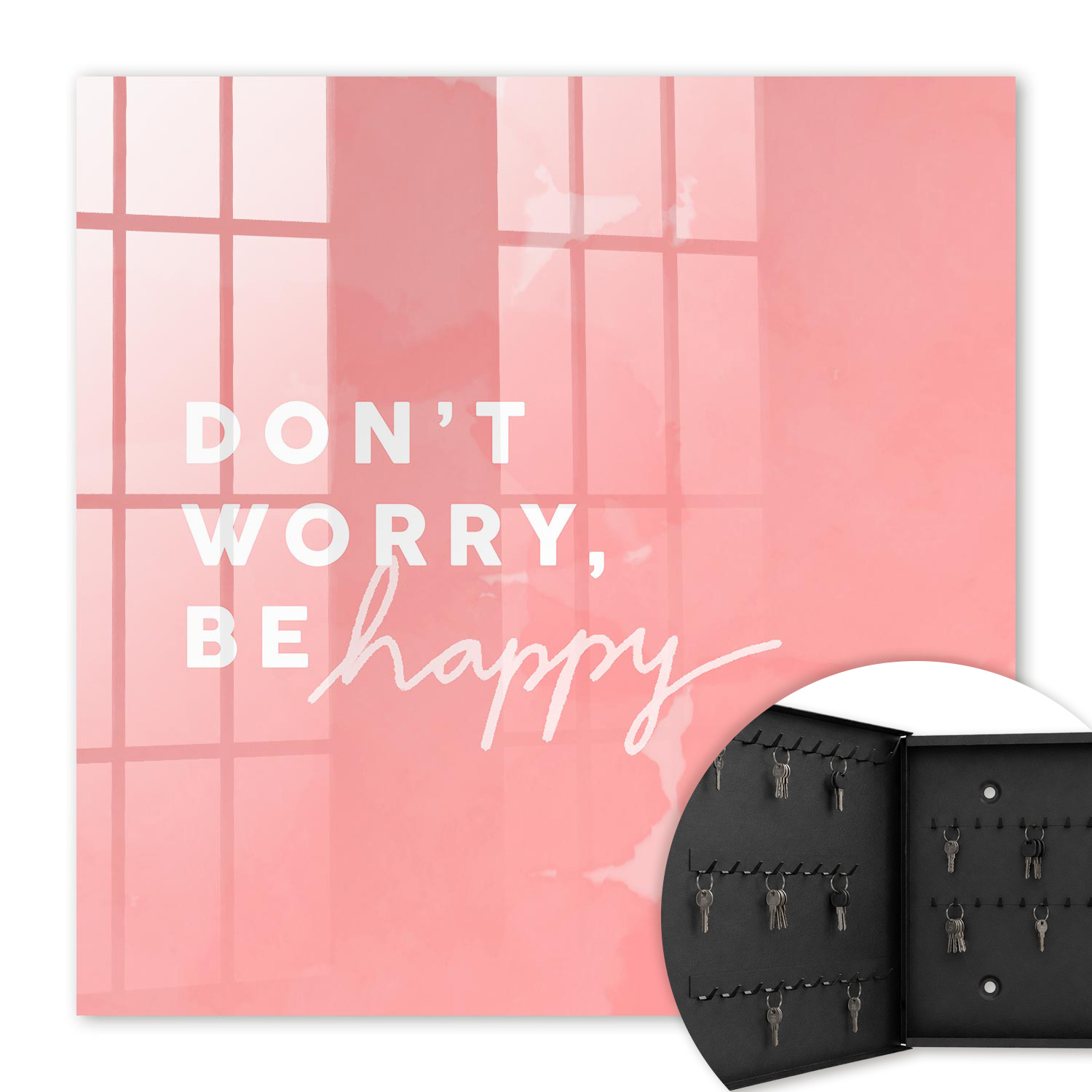 Armoire À Clés - (30 Cm X 30 Cm) - Boîte À Clés Murale - Coffret De Rangement Pour Clés - Couleur Noire - Ouverture Vers La Gauche - Pour Maison Et Bureau - Inspiration Positive