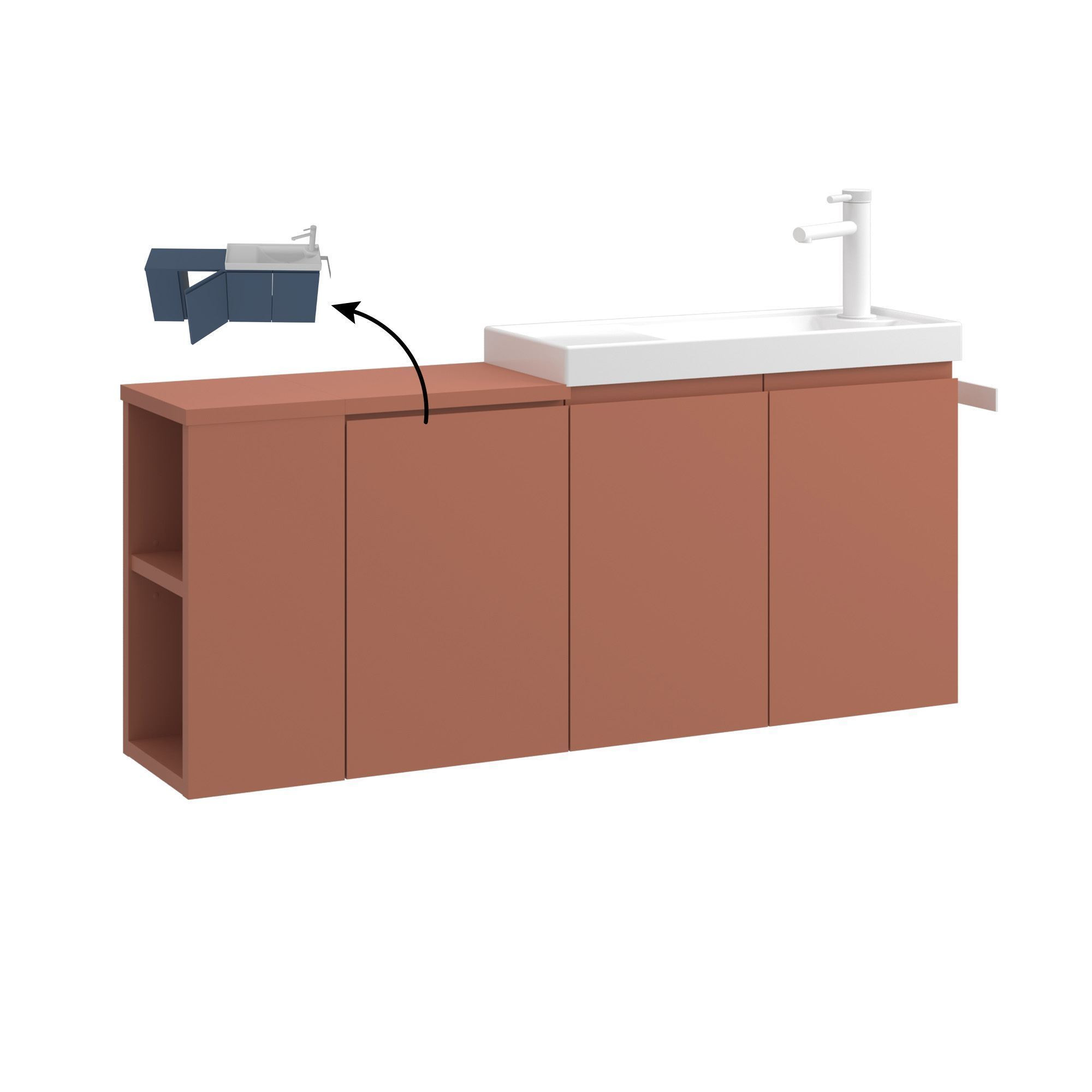 Meuble Vasque "ferla 110" - 110 X 22 X 45 Cm - Matte Cinnamon