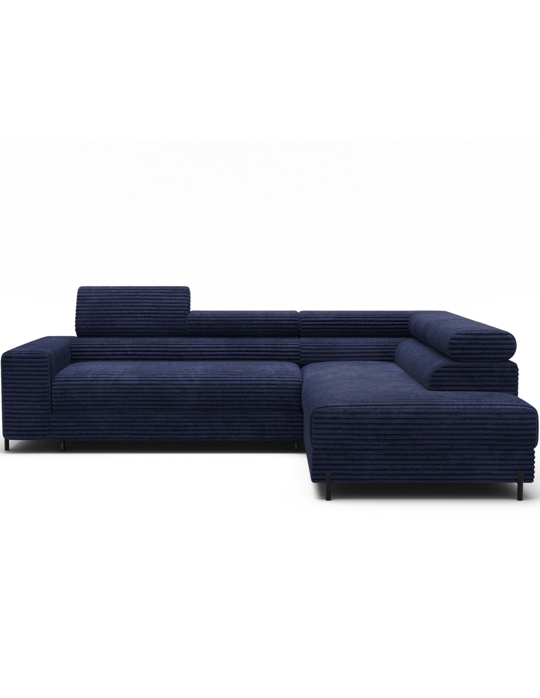 Canapé D'Angle Colesia Convertible 5 Places Bleu Foncé Velours Côtelé - Droit - 274x200cm