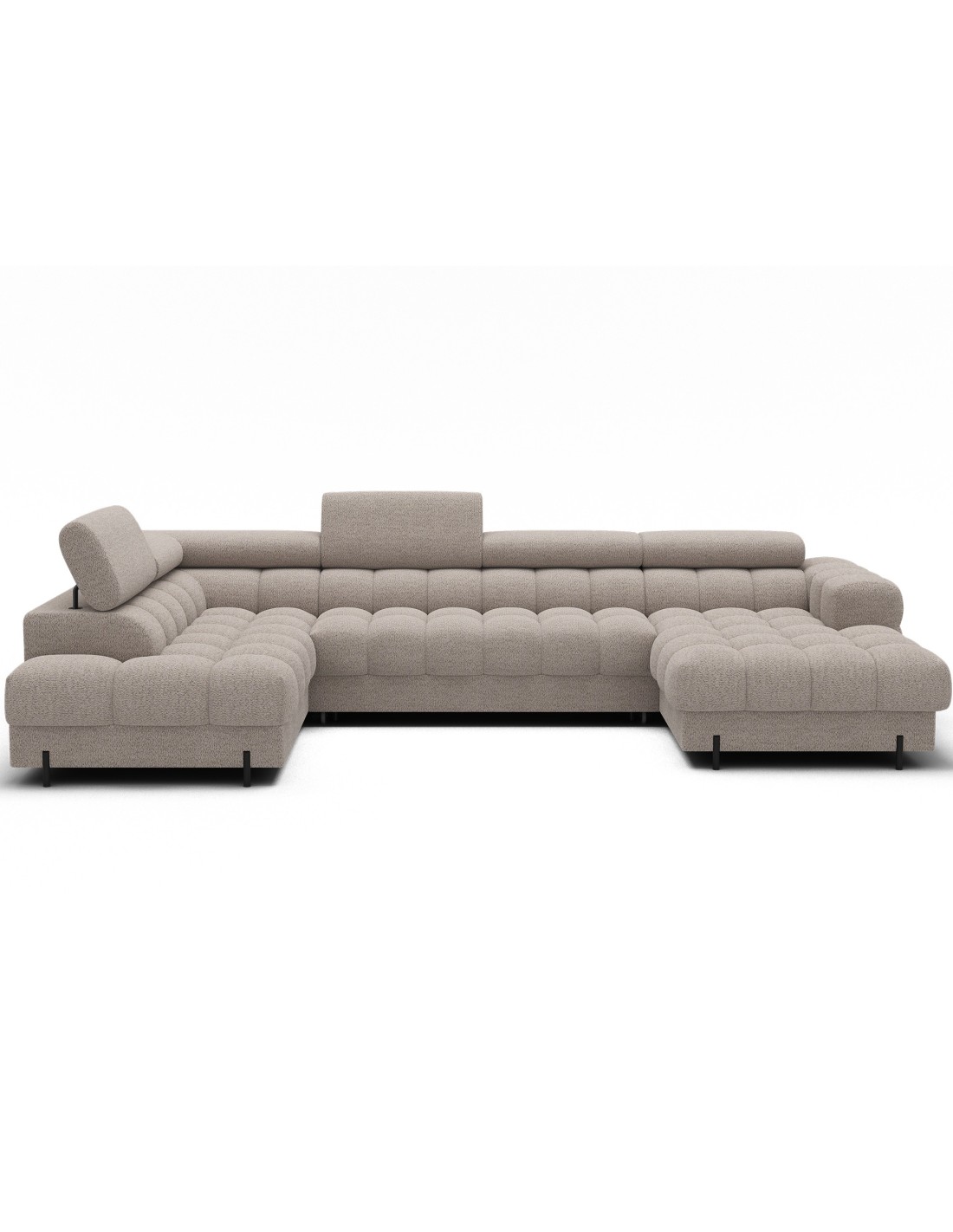 Canapé Panoramique Convertible Beige Clair Angle Gauche Feraria 358x93x202cm