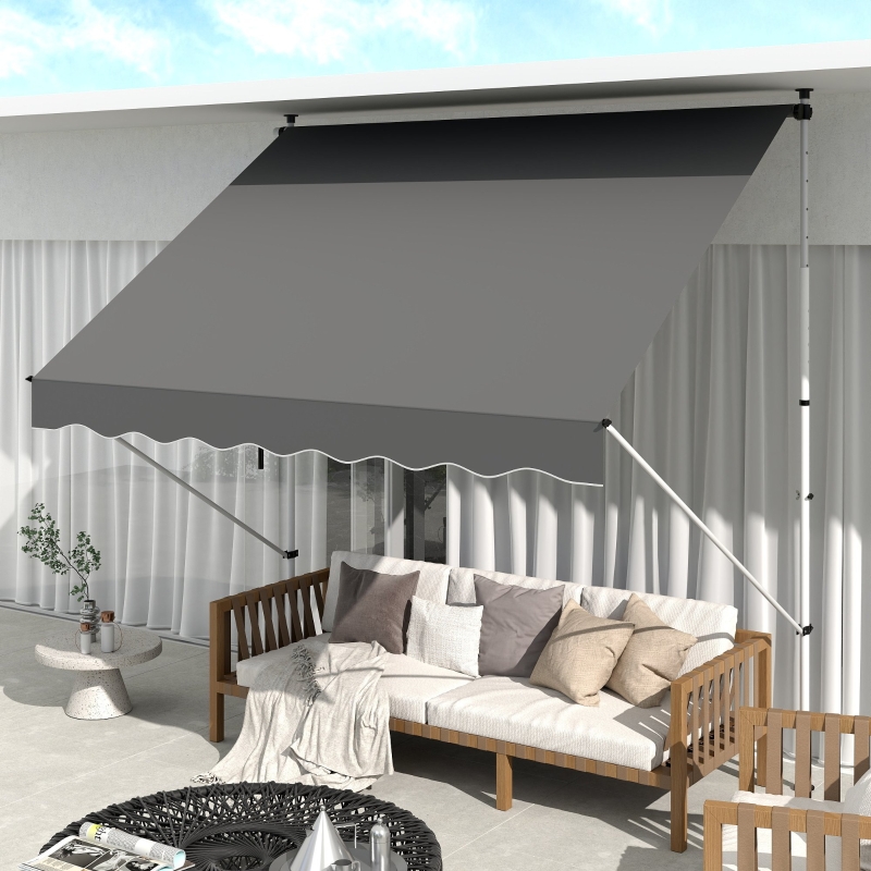 Redom Store Banne Autoportant 300x150x170-280 Cm, À Manivelle, Hauteur Réglable, Polyester Gris