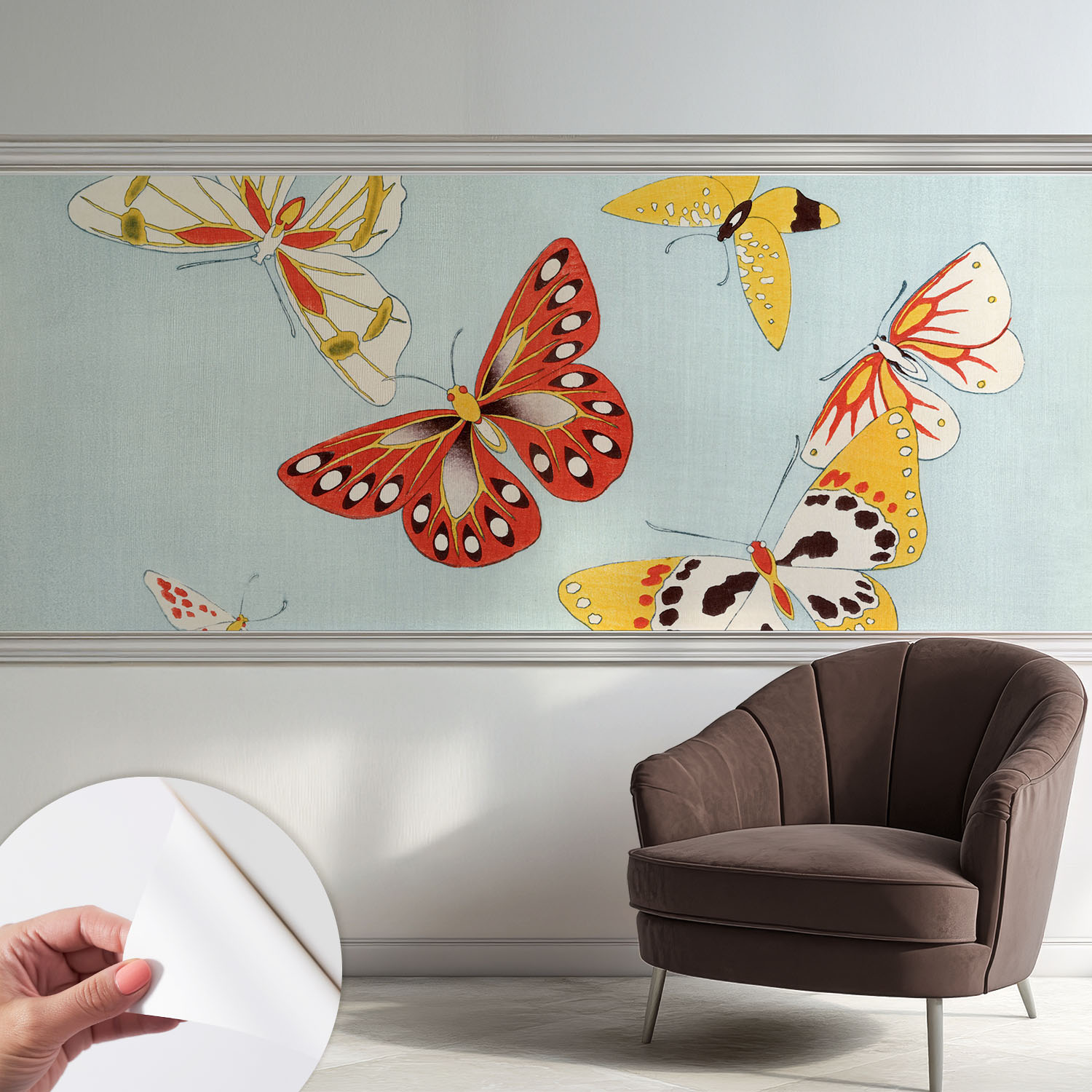 Papier Peint Autocollant Avec Imprimé Pour Intérieur Moderne Application Facile A Motif Papillons Artistiques 250x104 Cm