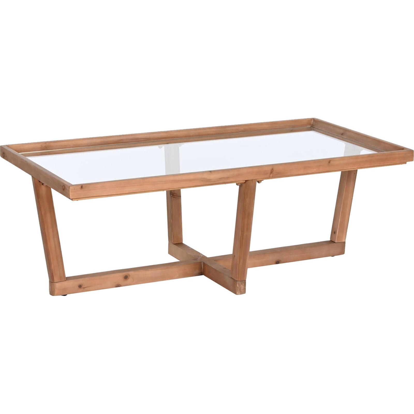 Table Basse En Verre Et Bois Épicéa Élégance Naturelle - Brun Naturel Épicéa