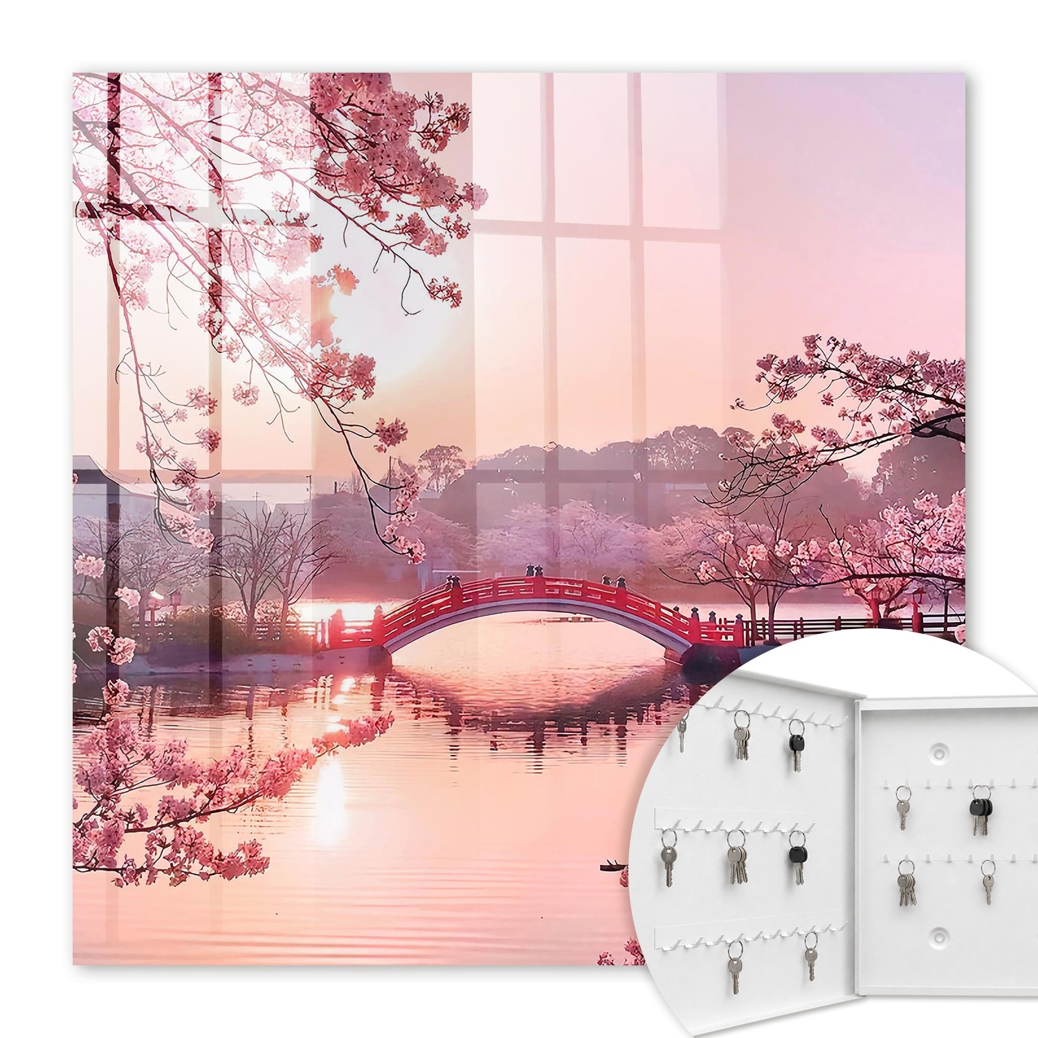 Armoire À Clés - (30 Cm X 30 Cm) - Boîte À Clés Murale - Coffret De Rangement Pour Clés - Couleur Blanche - Ouverture Vers La Gauche - Pour Maison Et Bureau - Pont De Printemps